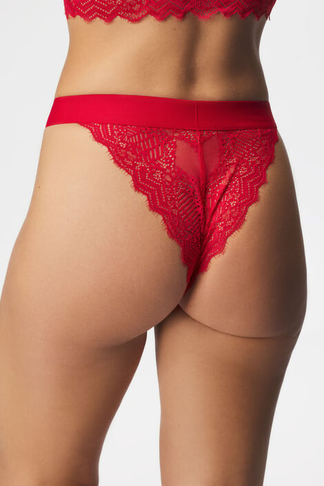 HUGO BOSS Бразилски бикини HUGO Lace Red с висока талия - Pepit.bg