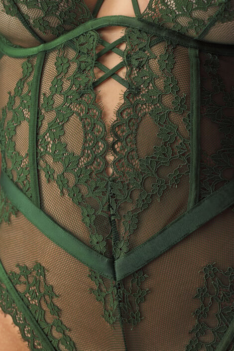 Hunkemöller Боди Sanne Kombu Green - Pepit.bg