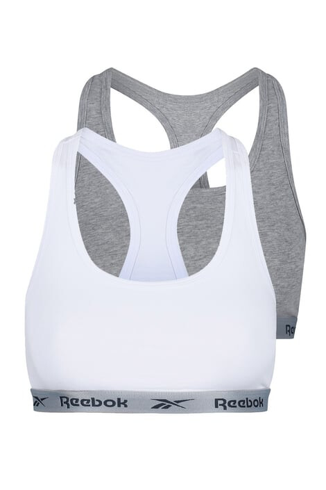 Reebok 2 PACK дамски кроп топове сиво-бял - Pepit.bg