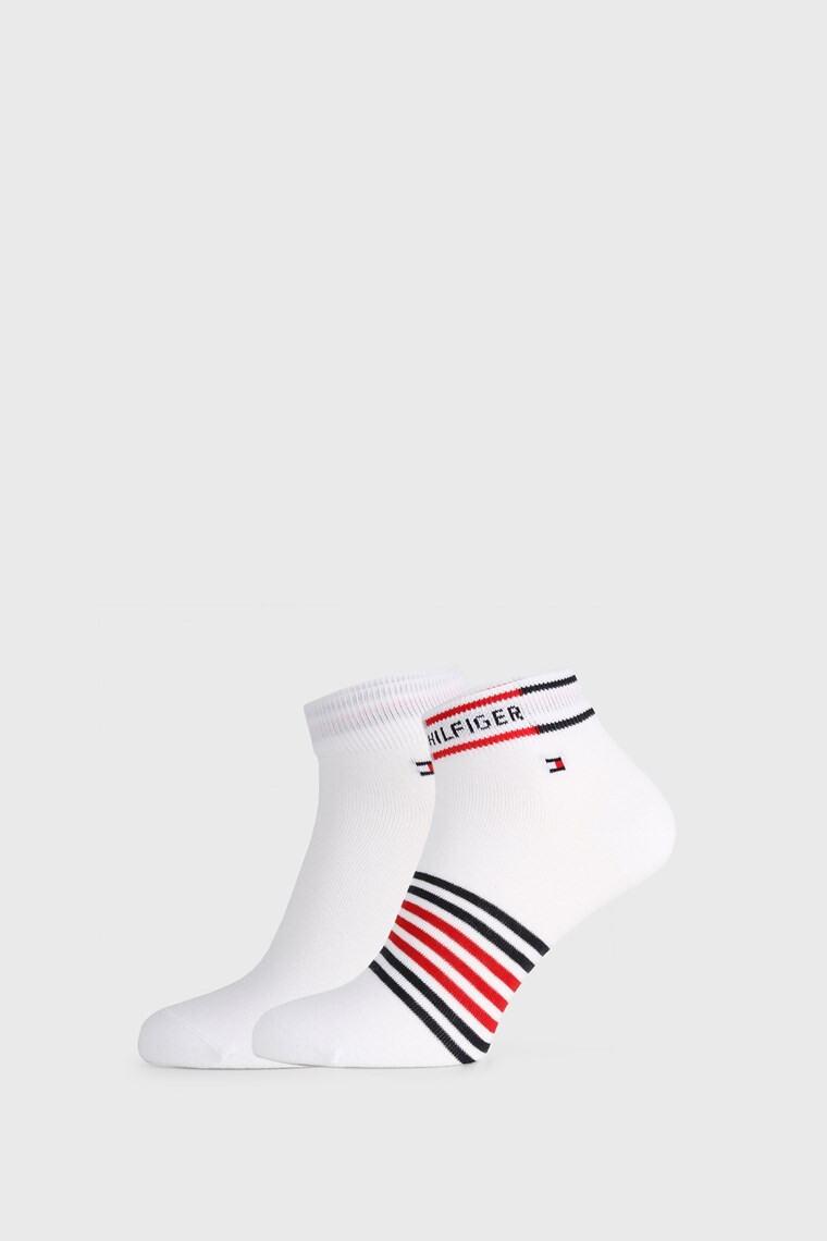 Tommy Hilfiger 2 PACK бели къси чорапи Breton stripe - Pepit.bg