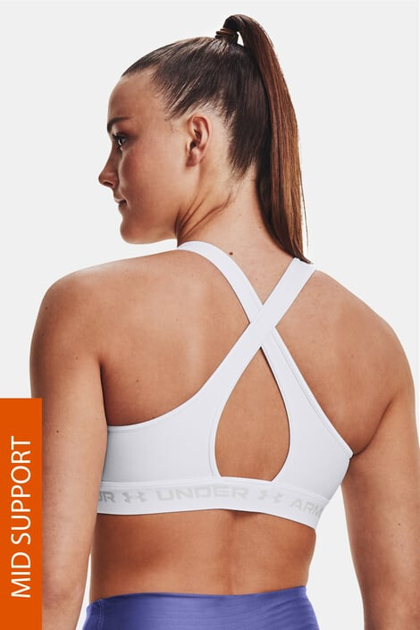 Under Armour Бял спортен сутиен Crossback Mid - Pepit.bg