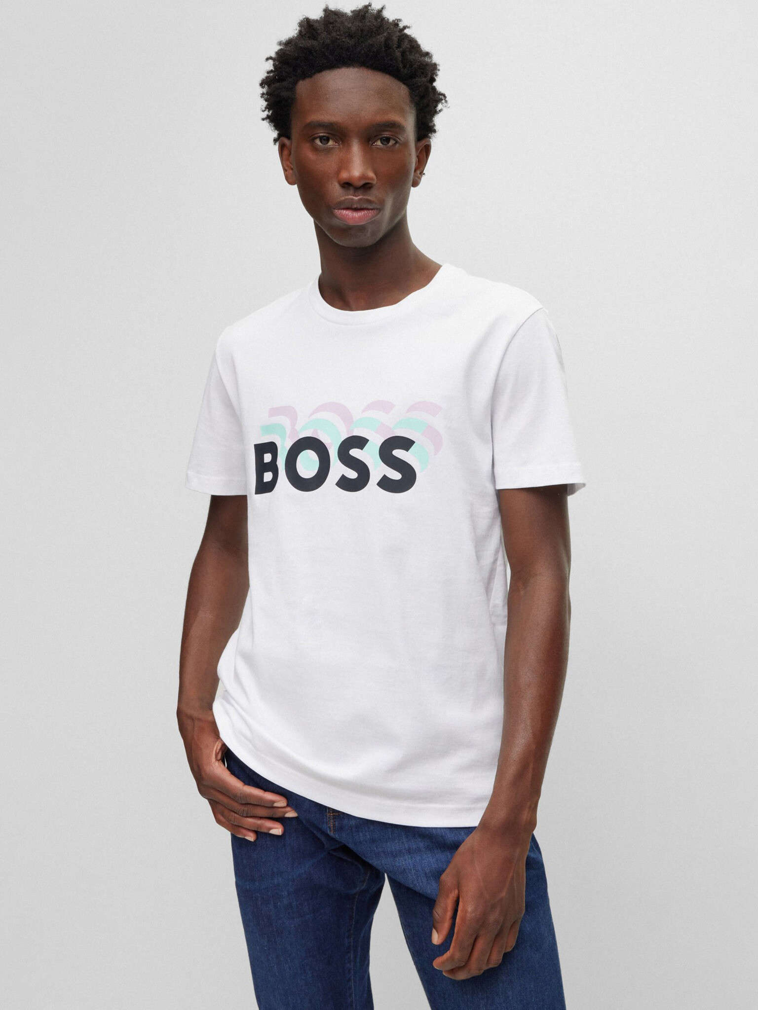 BOSS T-shirt Byal - Pepit.bg