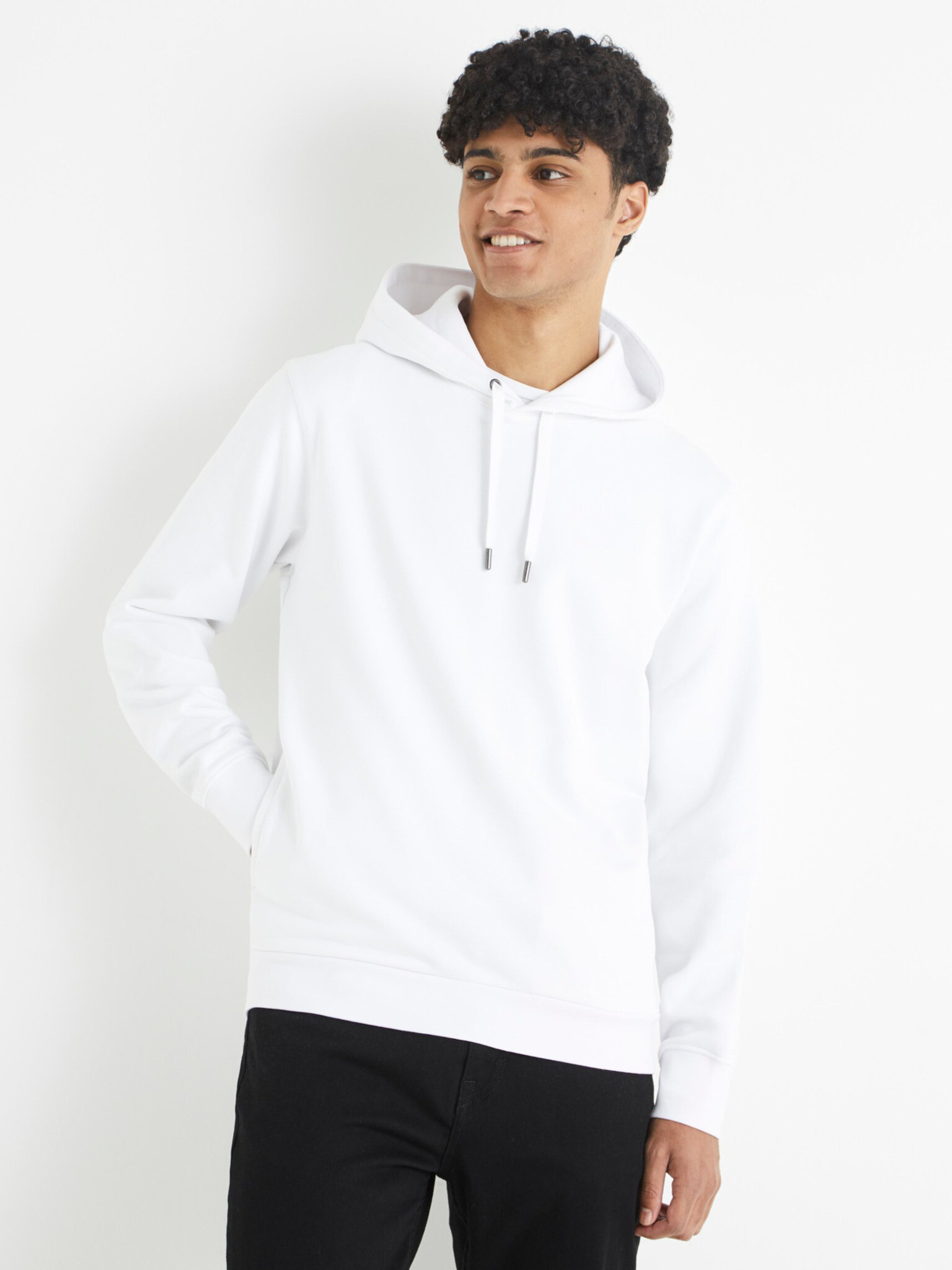 Celio Tehoodie Sweatshirt Byal - Pepit.bg