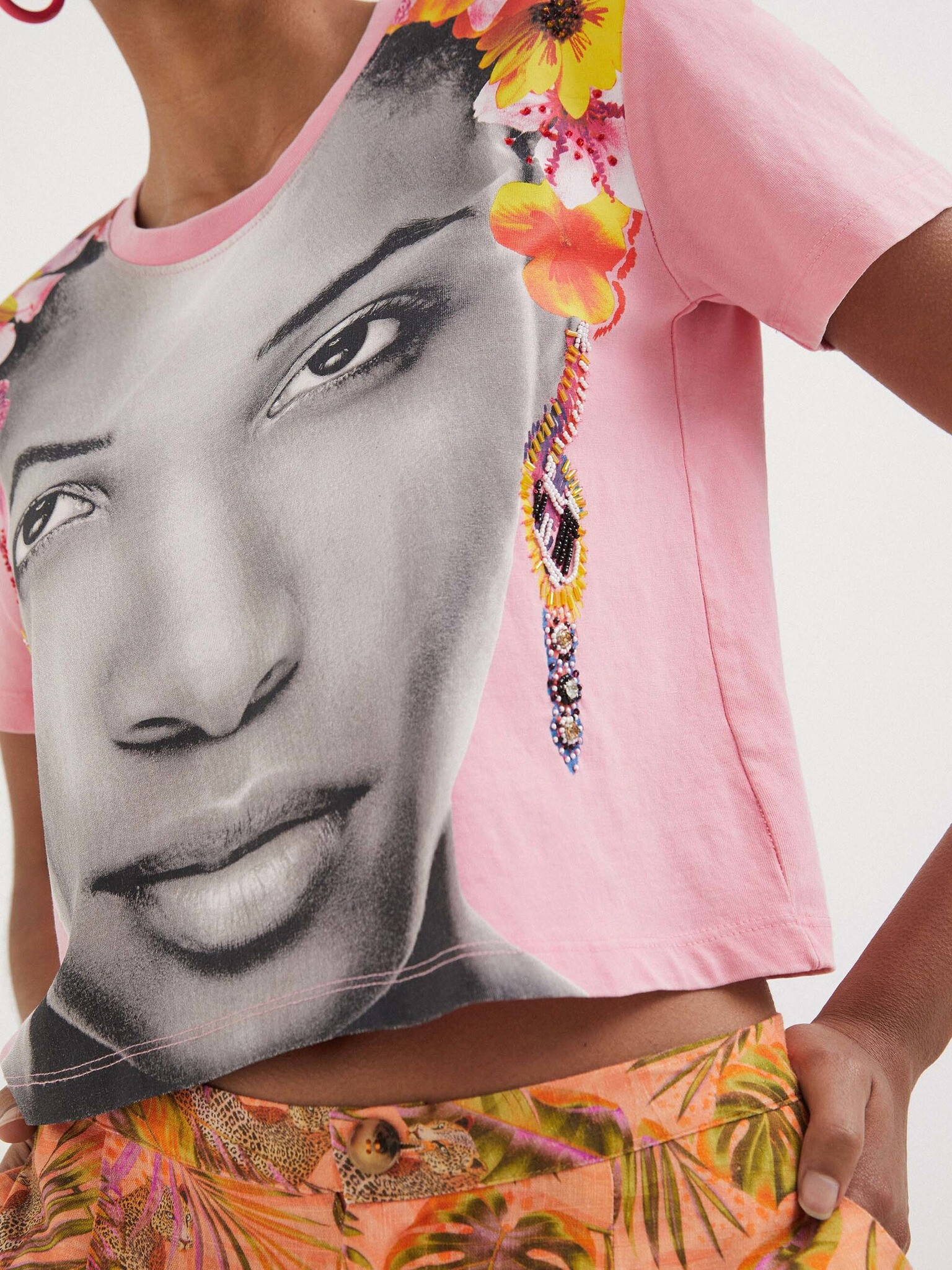 Desigual Face T-shirt Rozov - Pepit.bg