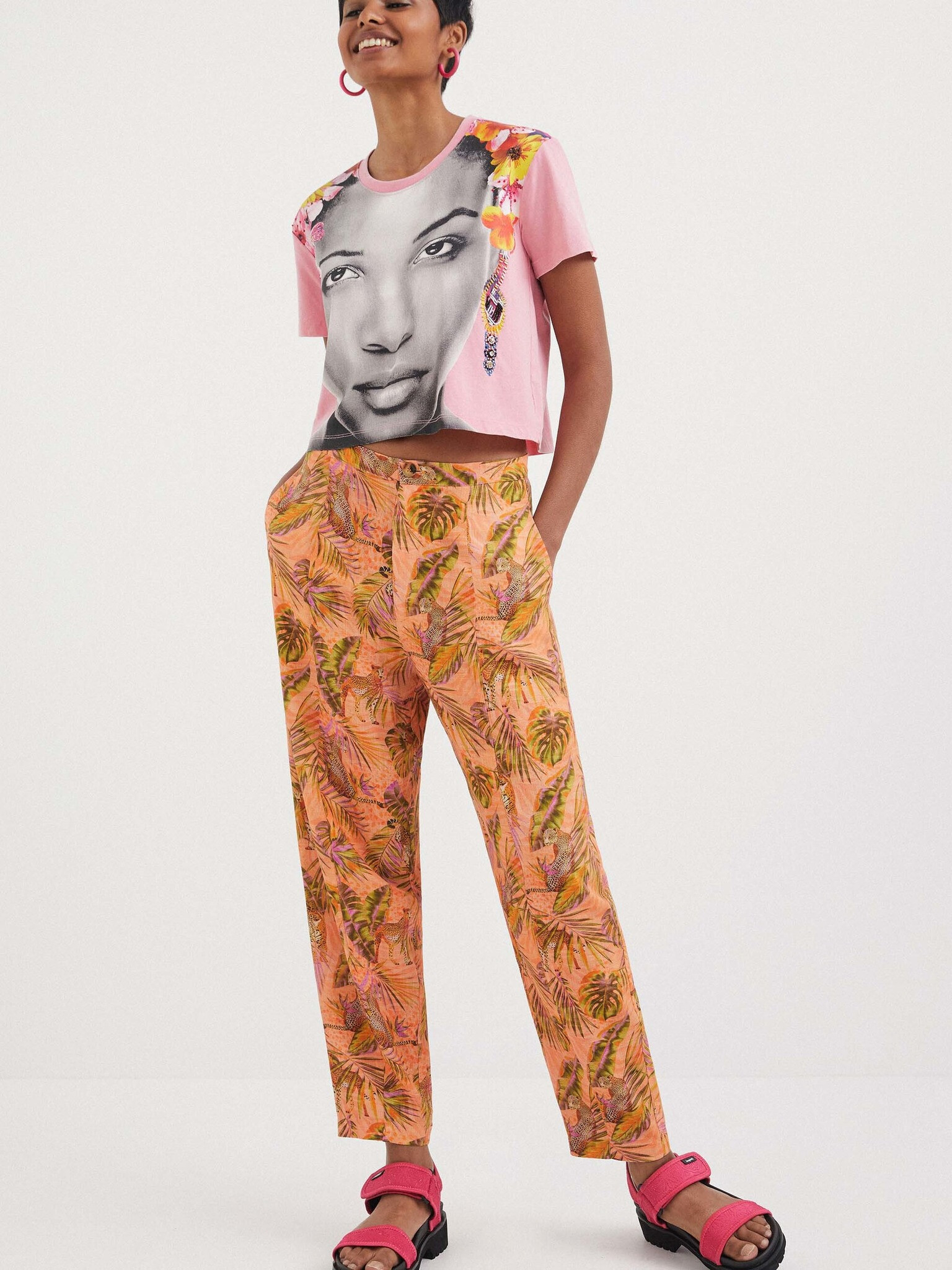 Desigual Face T-shirt Rozov - Pepit.bg