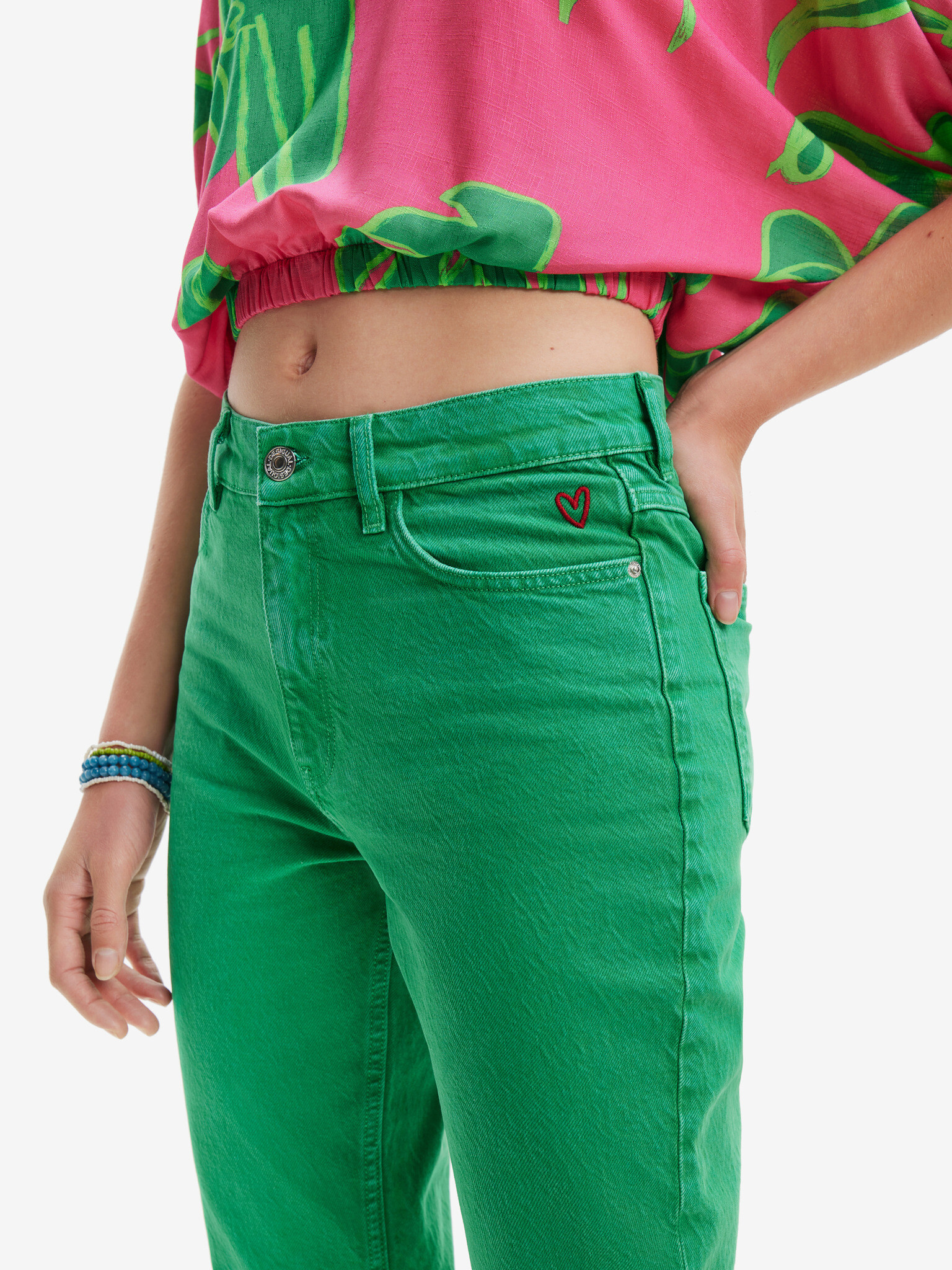 Desigual Navel Jeans Zelen - Pepit.bg