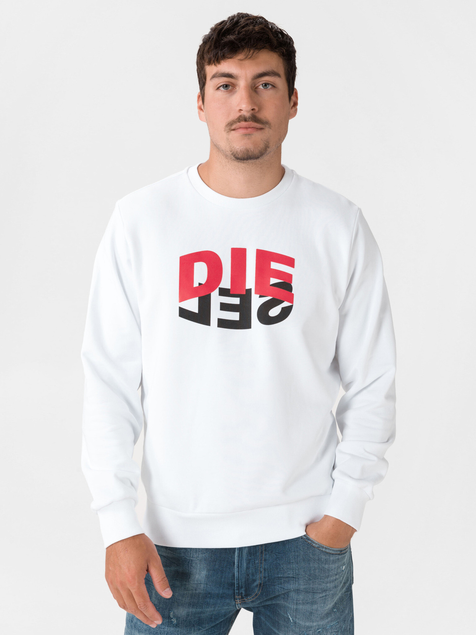 Diesel Girk Sweatshirt Byal - Pepit.bg