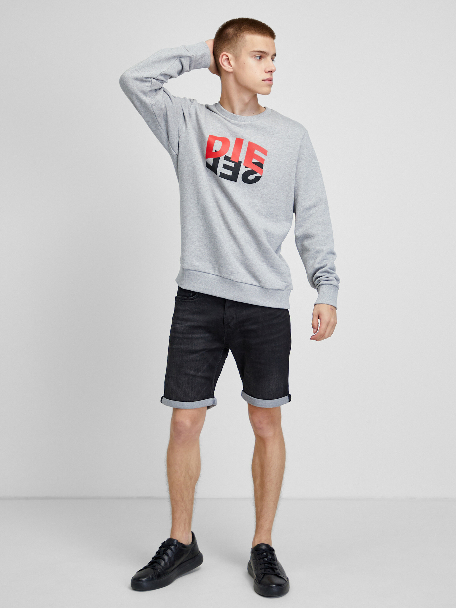 Diesel Girk Sweatshirt Siv - Pepit.bg