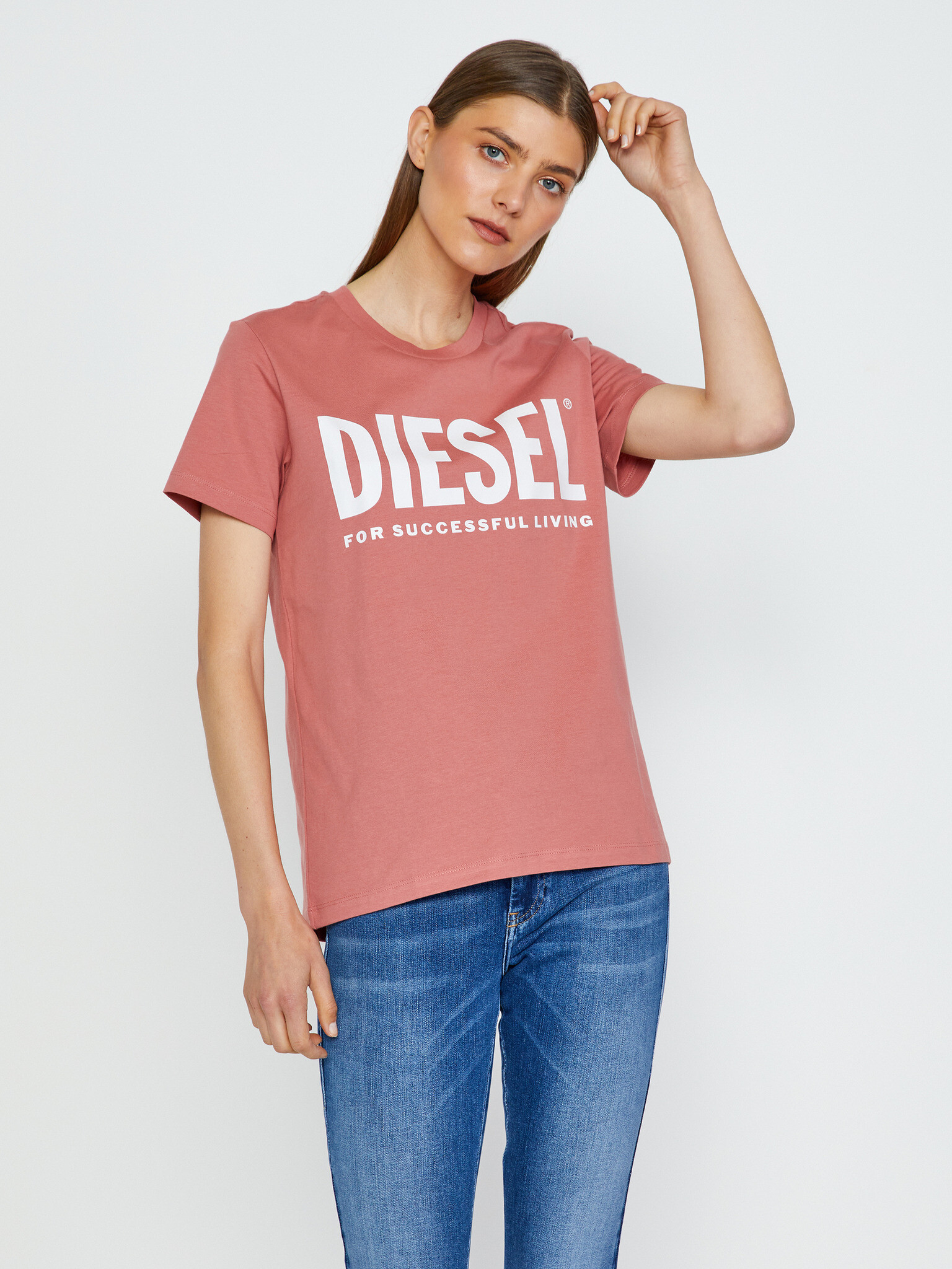 Diesel Sily-Ecologo T-shirt Rozov - Pepit.bg