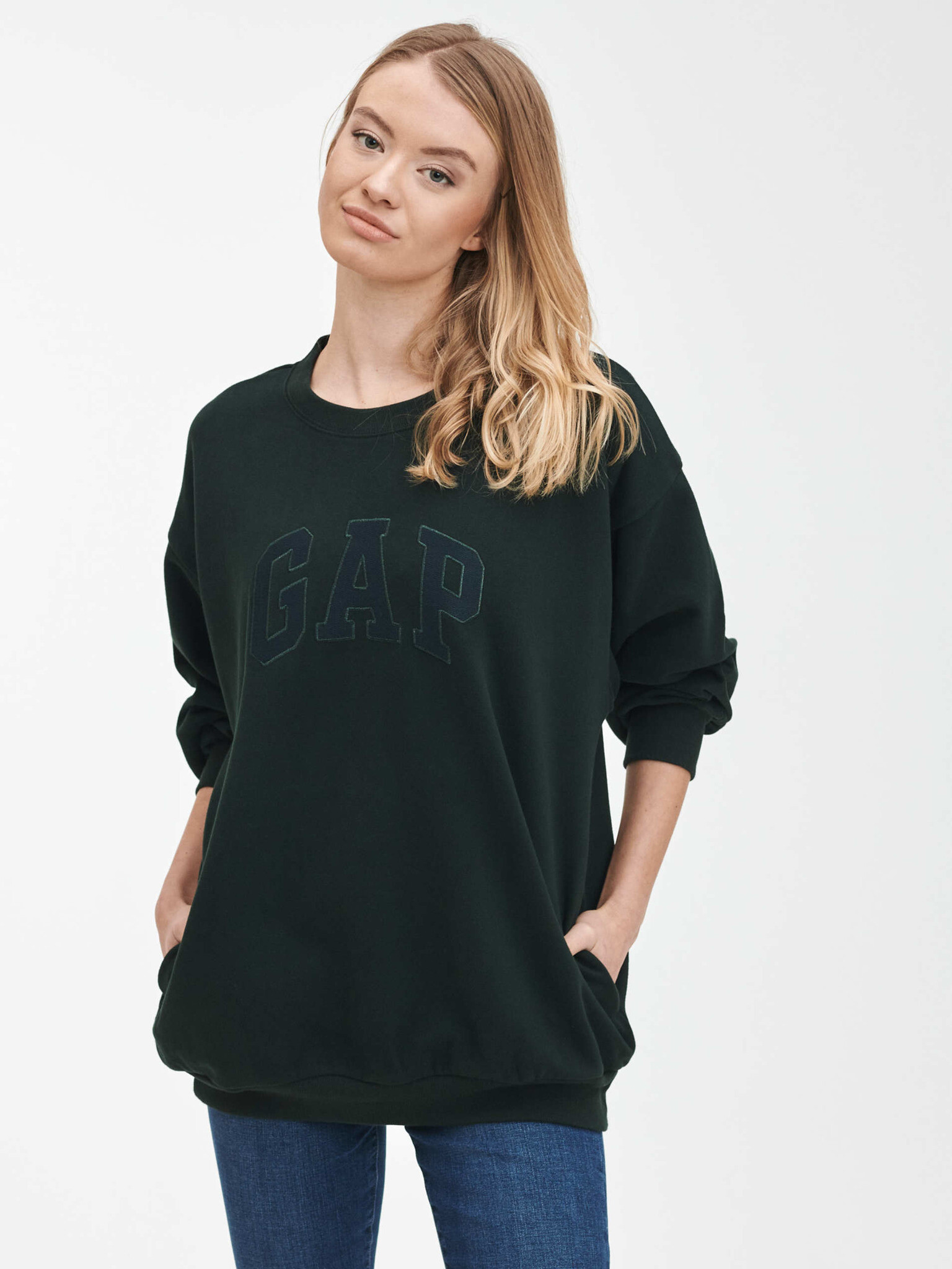 GAP Easy Tunic Sweatshirt Zelen - Pepit.bg