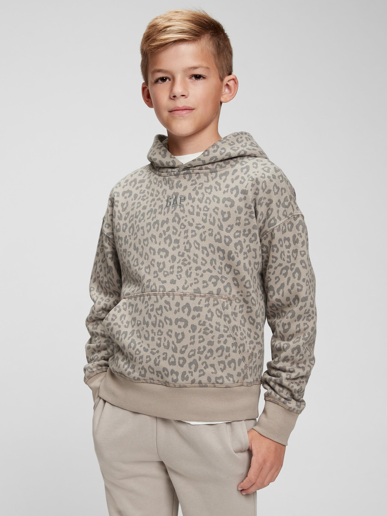 GAP Leopard Суитшърт детски Siv - Pepit.bg