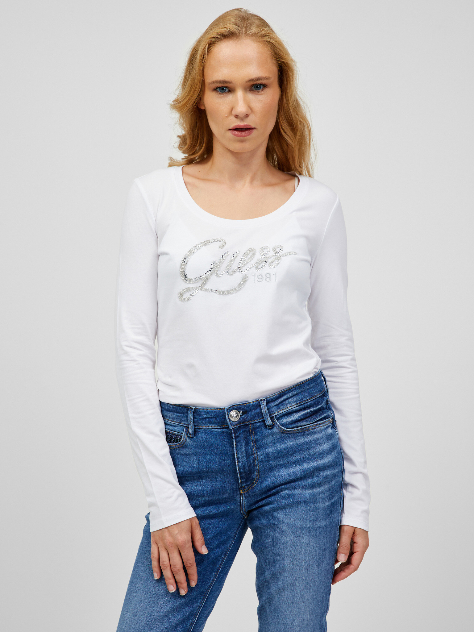 Guess Bryanna T-shirt Byal - Pepit.bg