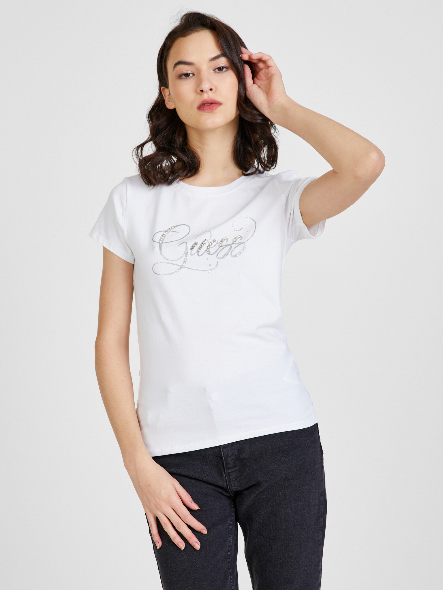 Guess Glitzy T-shirt Byal - Pepit.bg