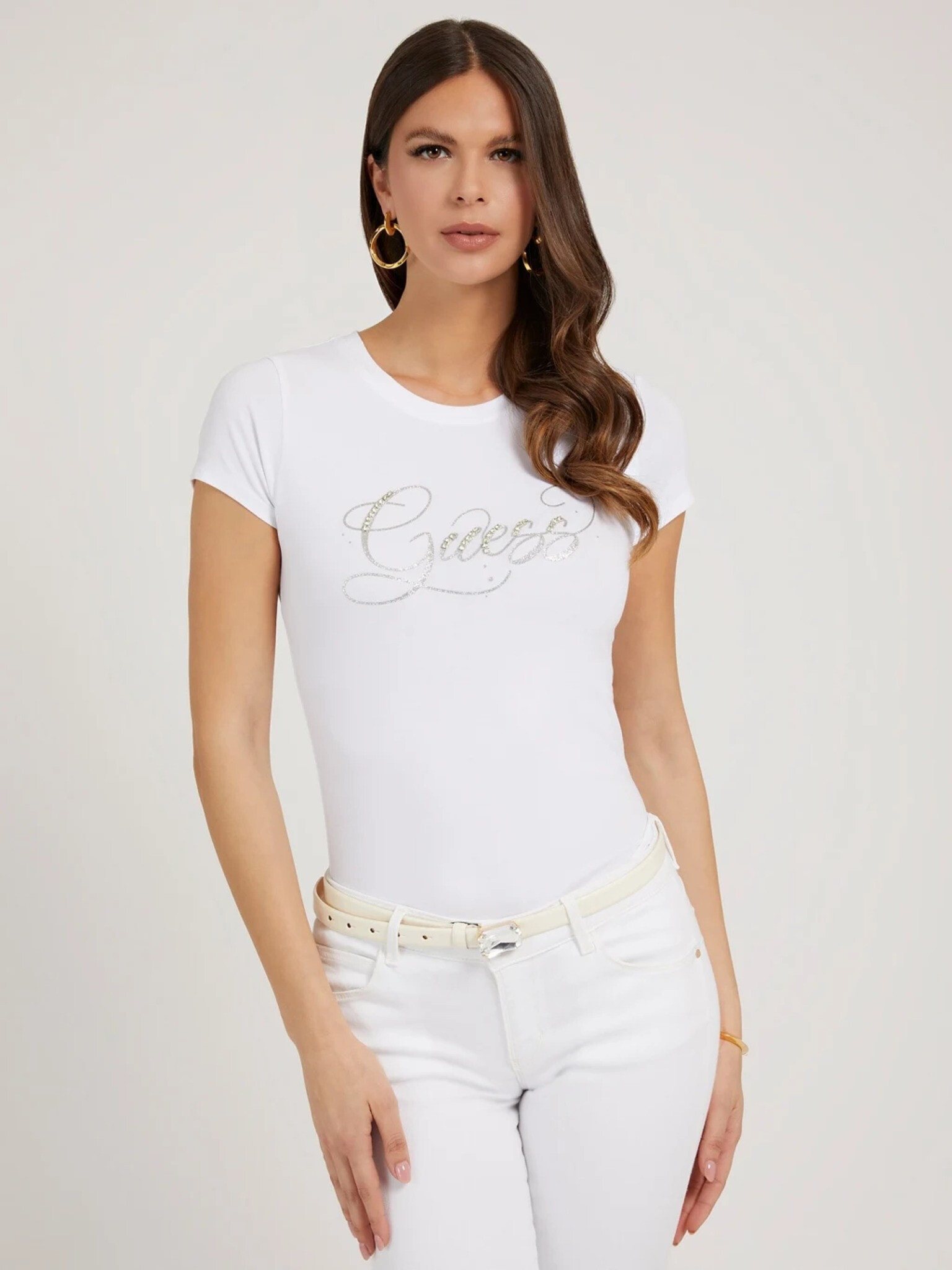 Guess Glitzy T-shirt Byal - Pepit.bg