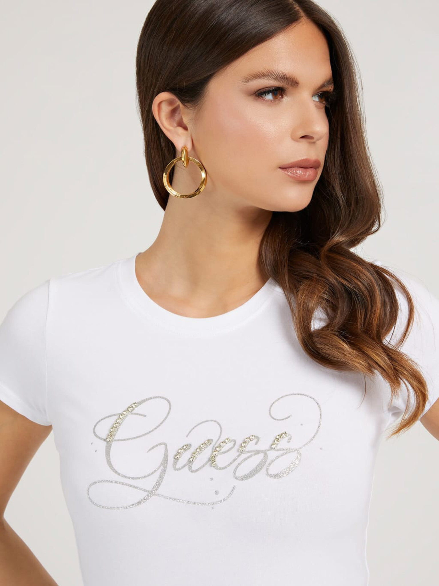 Guess Glitzy T-shirt Byal - Pepit.bg