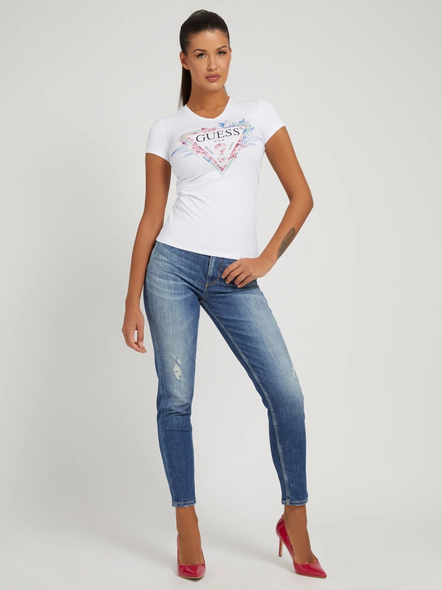 Guess Kathe T-shirt Byal - Pepit.bg