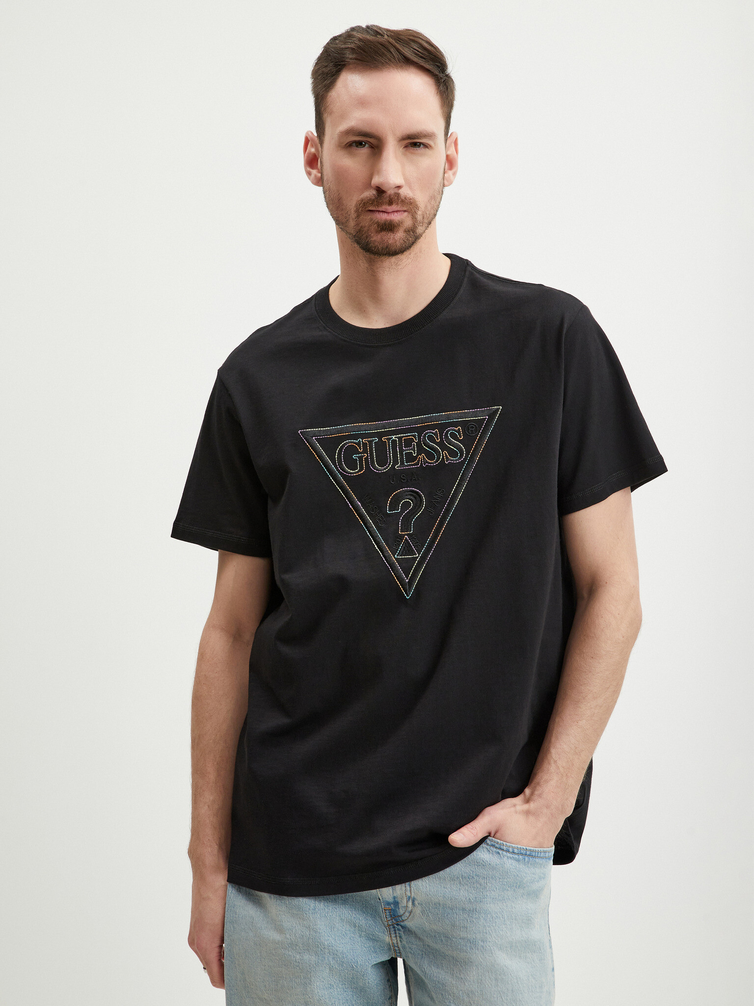 Guess Moisey T-shirt Cheren - Pepit.bg