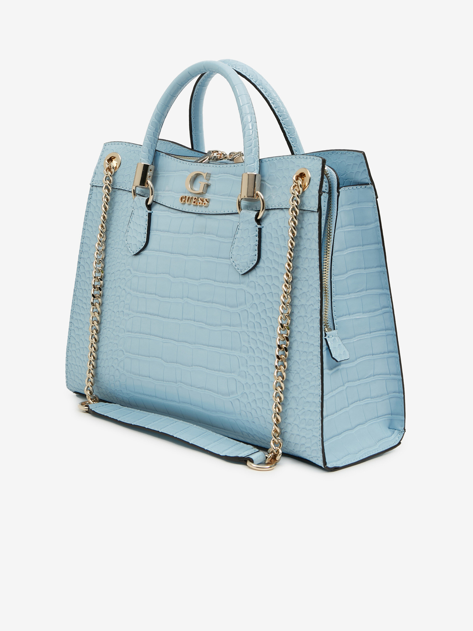 Guess Nell Croc Girlfriend Satchel Дамска чанта Sin - Pepit.bg