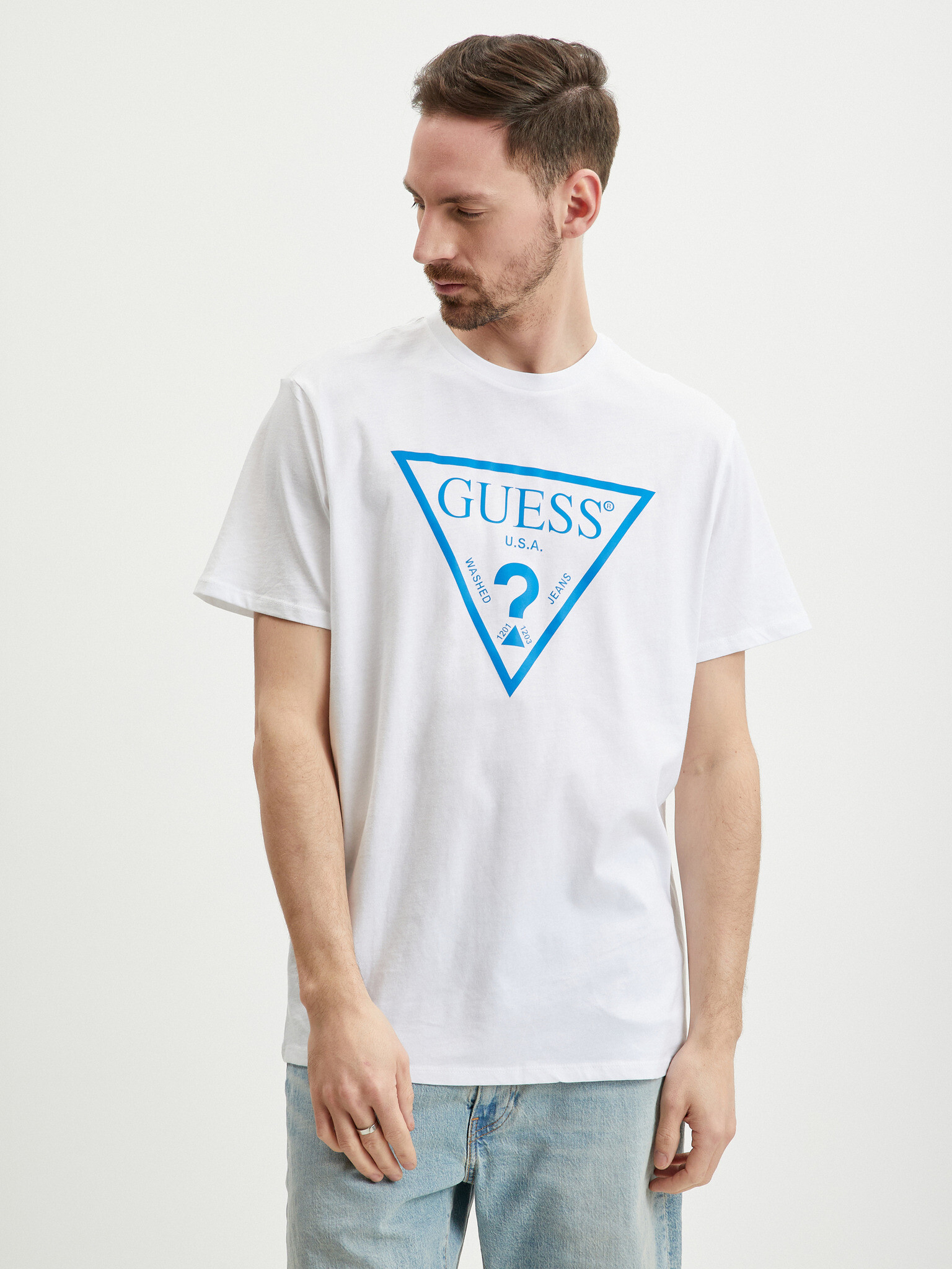 Guess Reflective T-shirt Byal - Pepit.bg