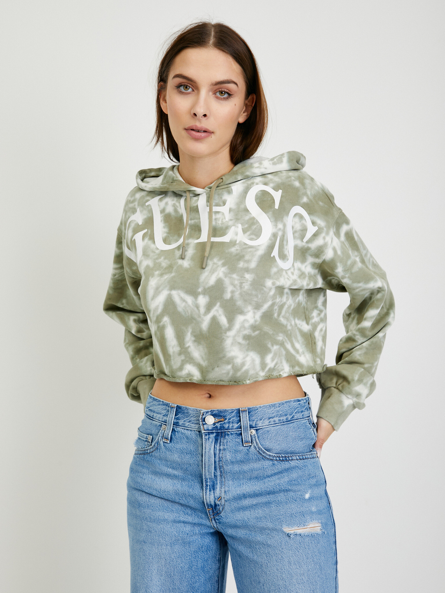 Guess Tie Dye Sweatshirt Zelen - Pepit.bg