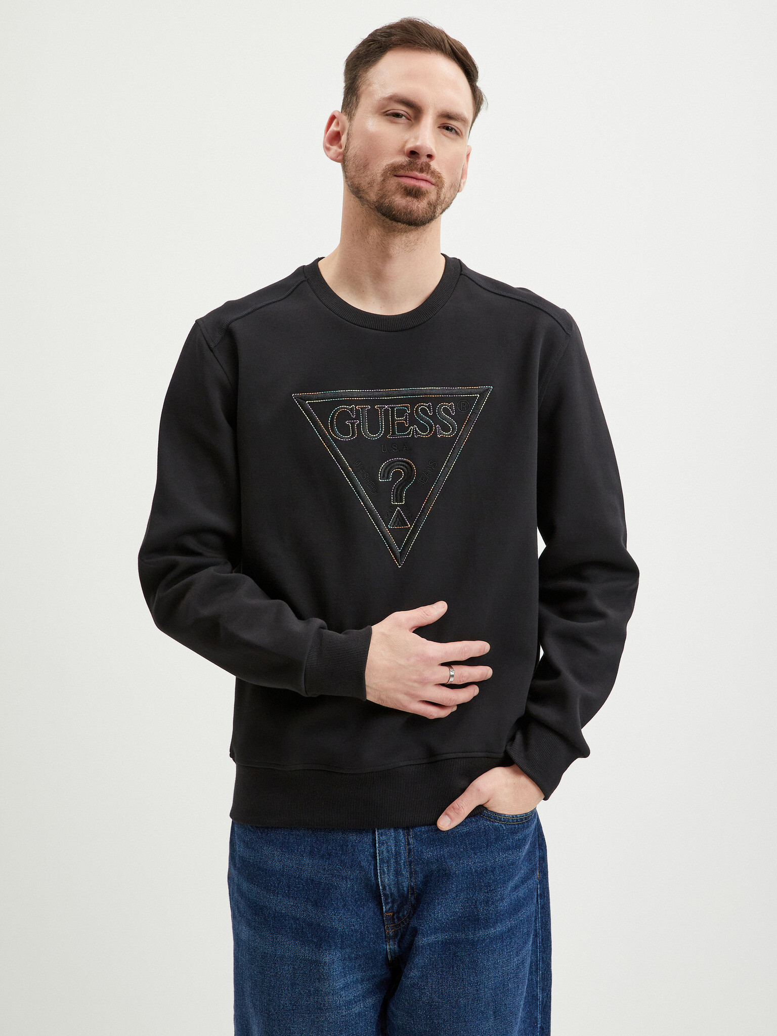 Guess Vil Sweatshirt Cheren - Pepit.bg