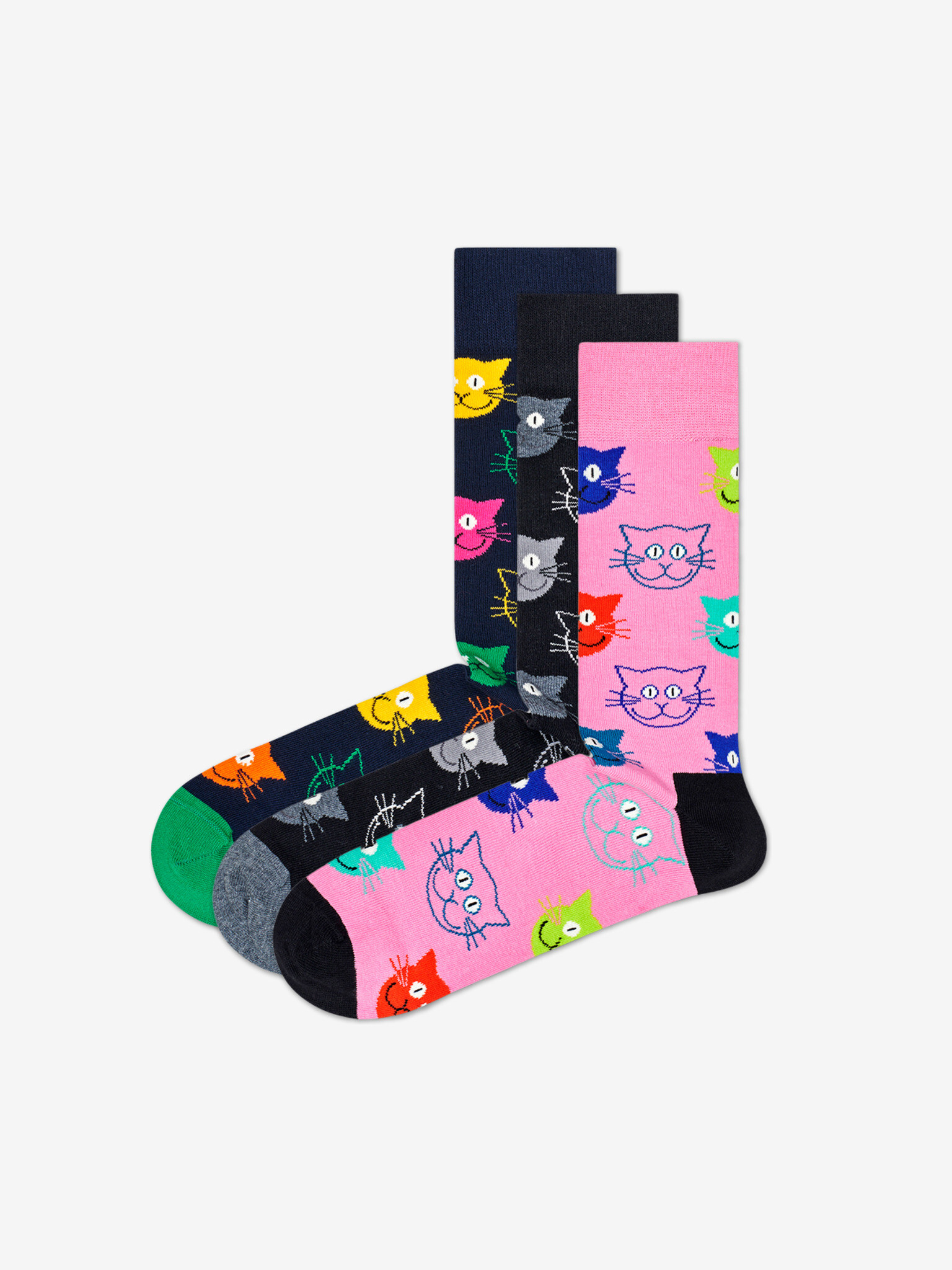 Happy Socks Cat Gift Box Чорапи 3 чифта Cheren Sin Rozov - Pepit.bg