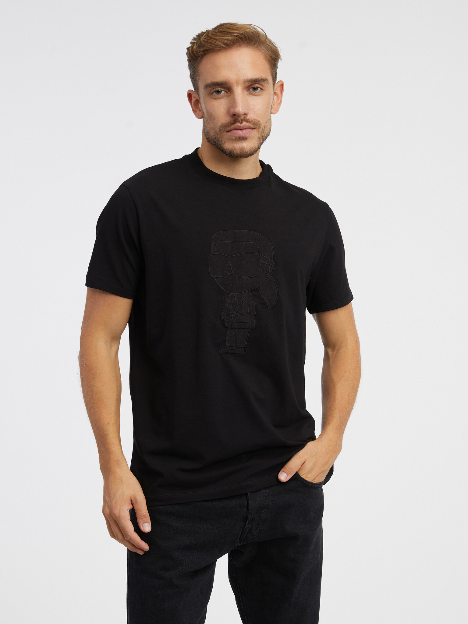 Karl Lagerfeld T-shirt Cheren - Pepit.bg