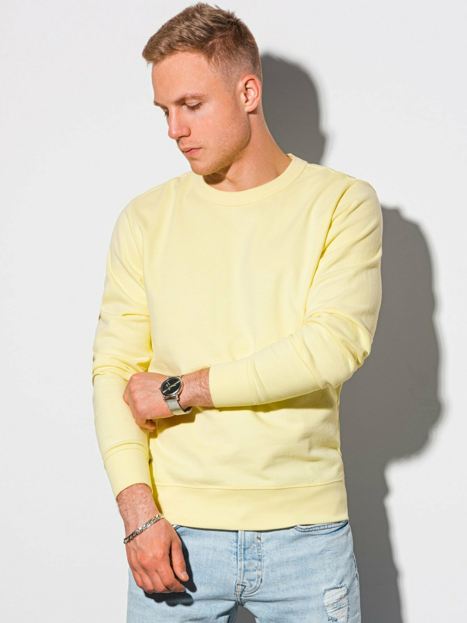 Ombre Clothing B1146 basic basic Sweatshirt Zhalt - Pepit.bg