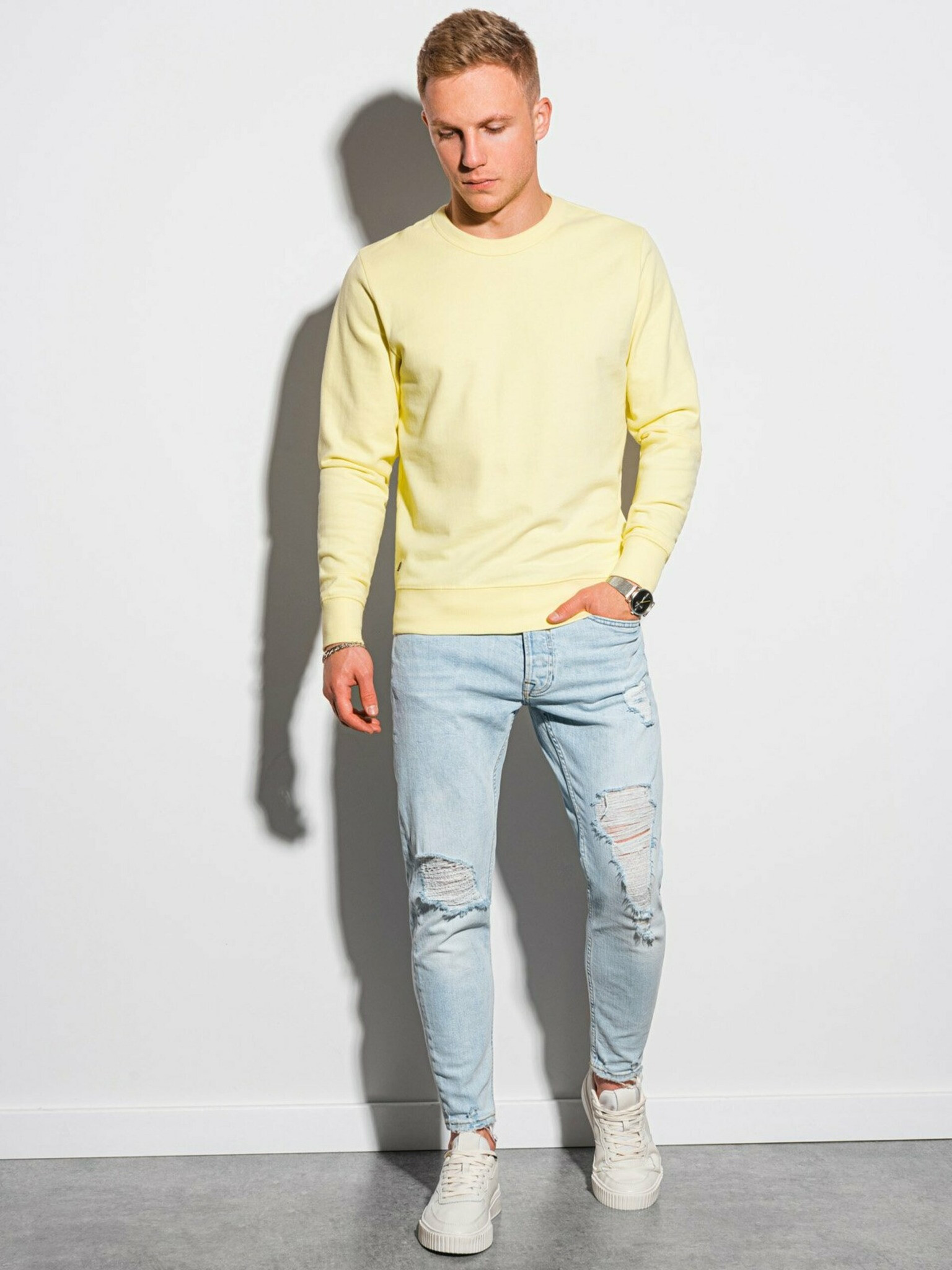 Ombre Clothing B1146 basic basic Sweatshirt Zhalt - Pepit.bg
