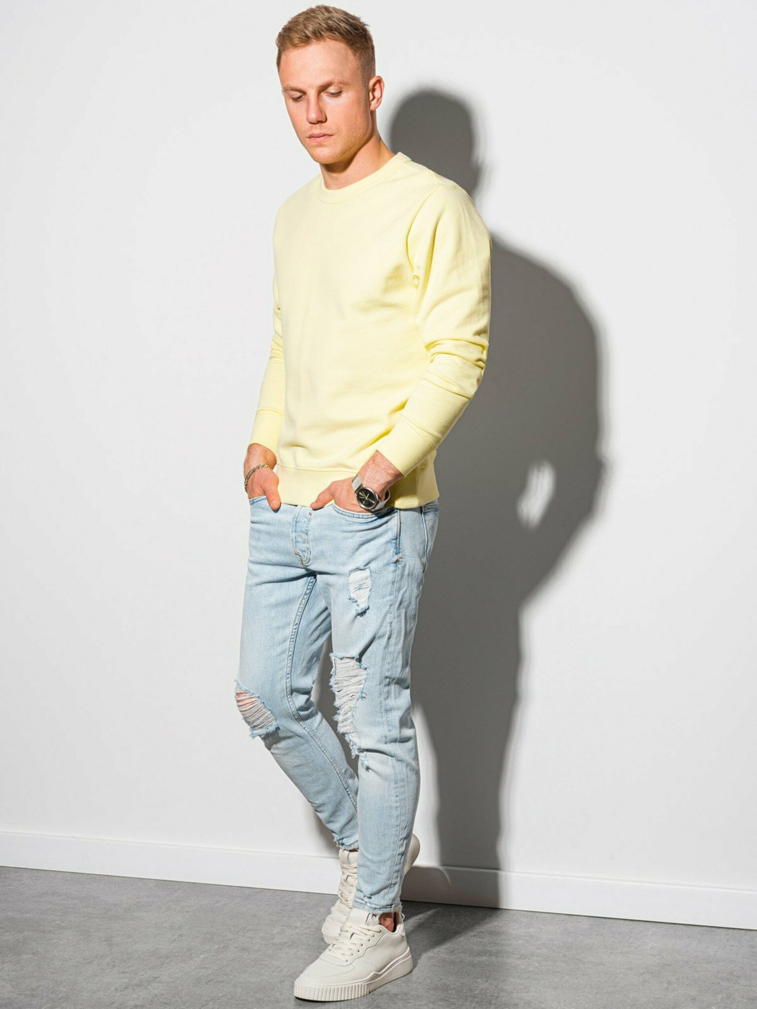 Ombre Clothing B1146 basic basic Sweatshirt Zhalt - Pepit.bg