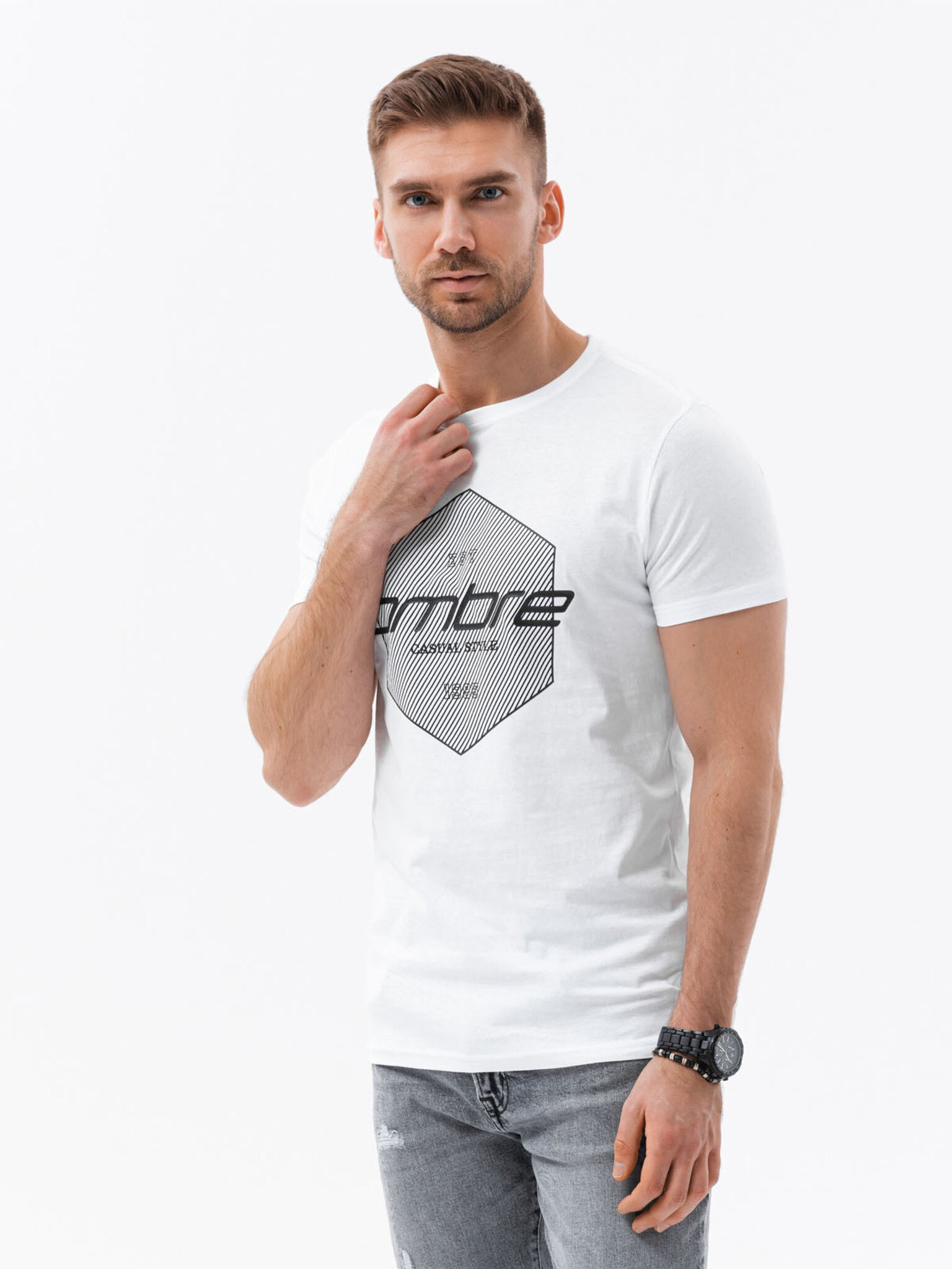 Ombre Clothing T-shirt Byal - Pepit.bg