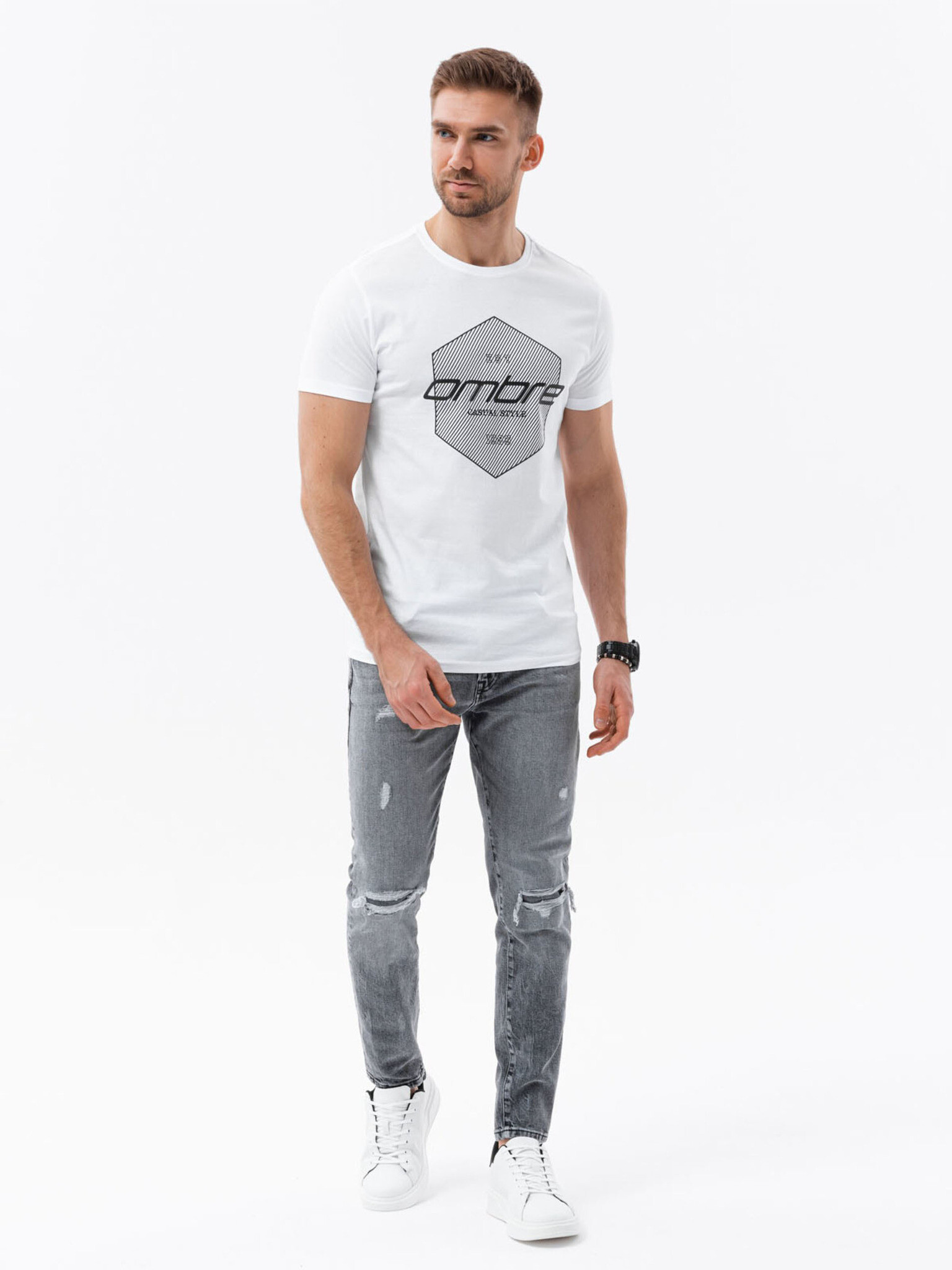 Ombre Clothing T-shirt Byal - Pepit.bg