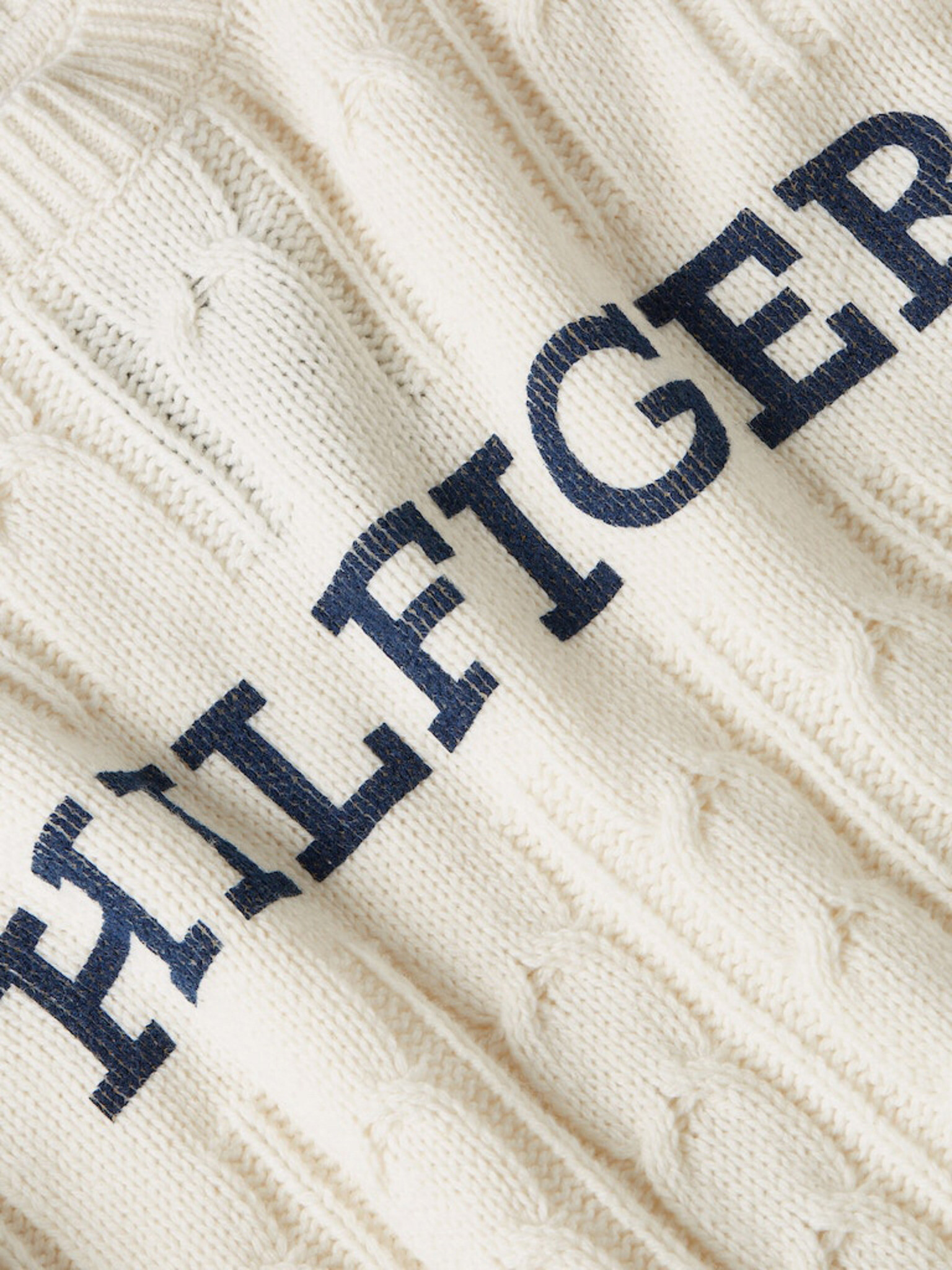 Tommy Hilfiger Cable Monotype Crew Neck Пуловер Byal - Pepit.bg