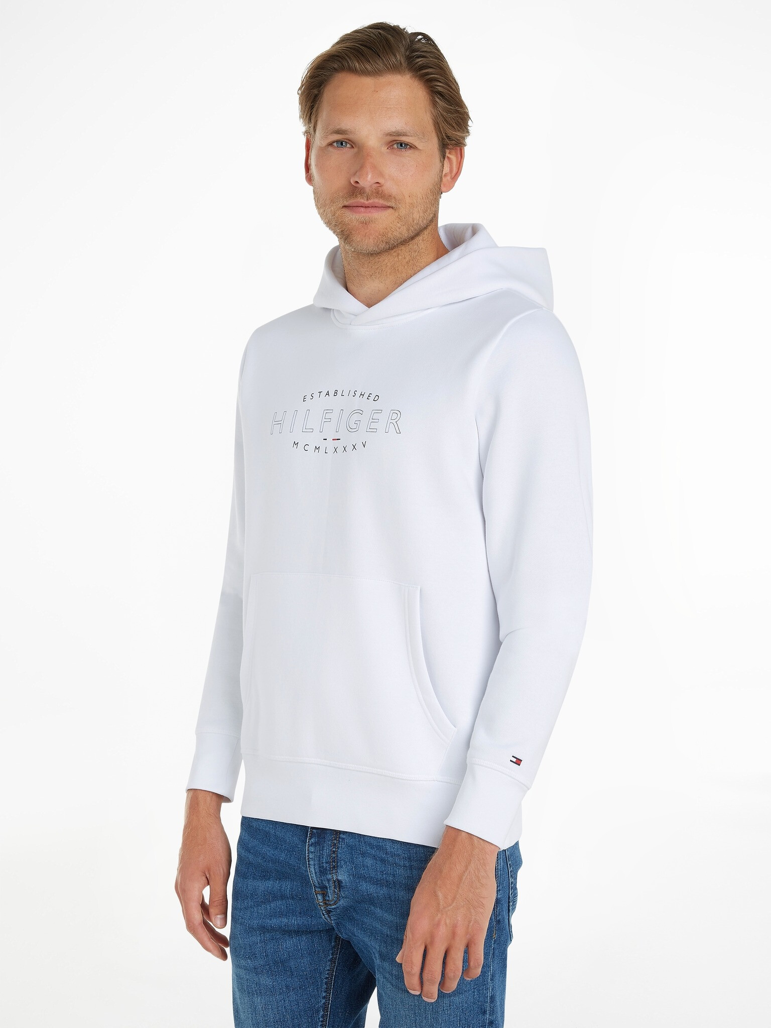 Tommy Hilfiger Curve Logo Sweatshirt Byal - Pepit.bg