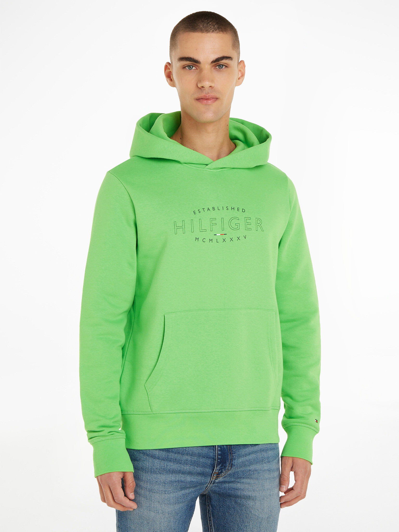 Tommy Hilfiger Curve Logo Sweatshirt Zelen - Pepit.bg