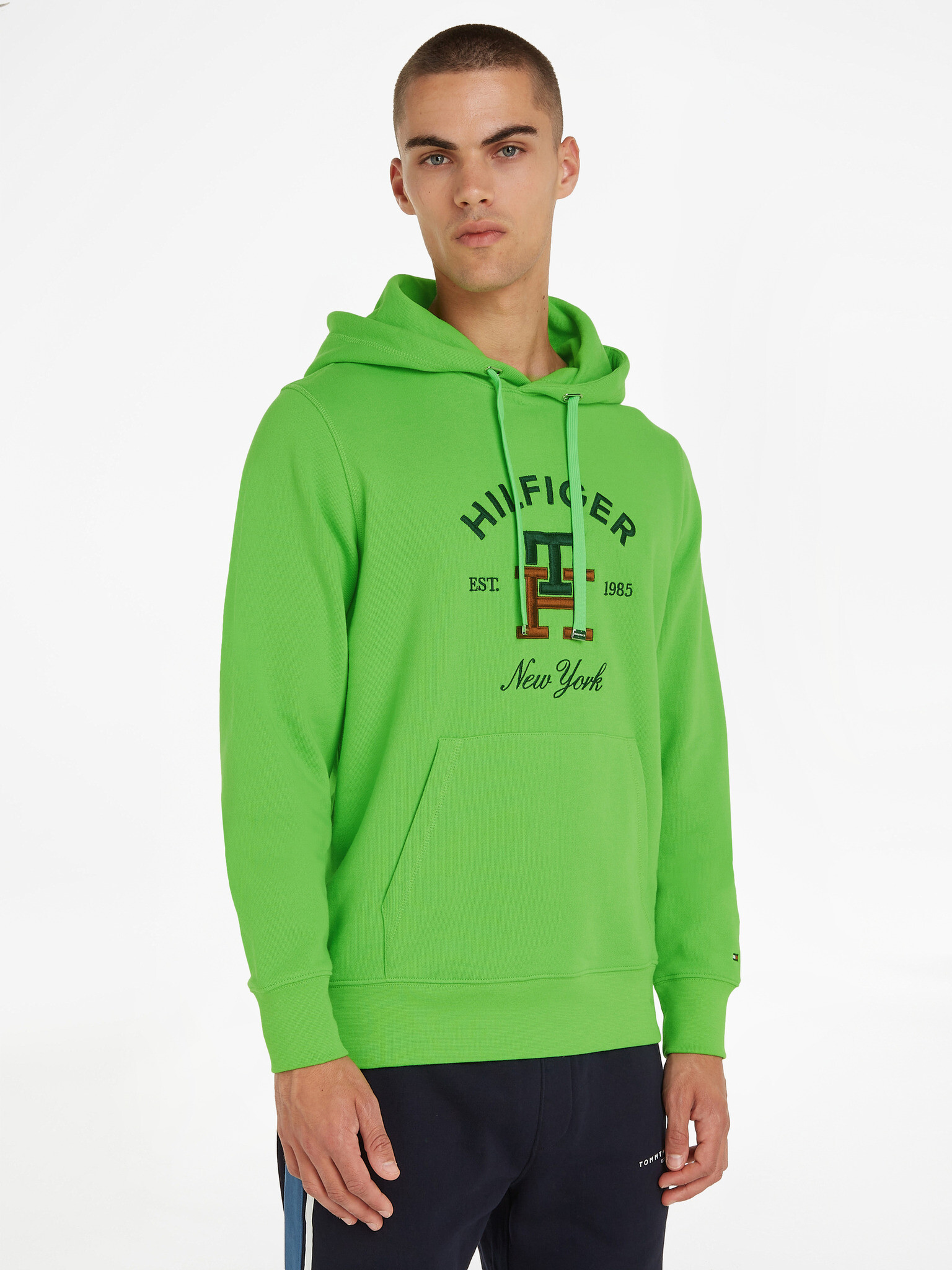 Tommy Hilfiger Curved Monogram Hoody Sweatshirt Zelen - Pepit.bg