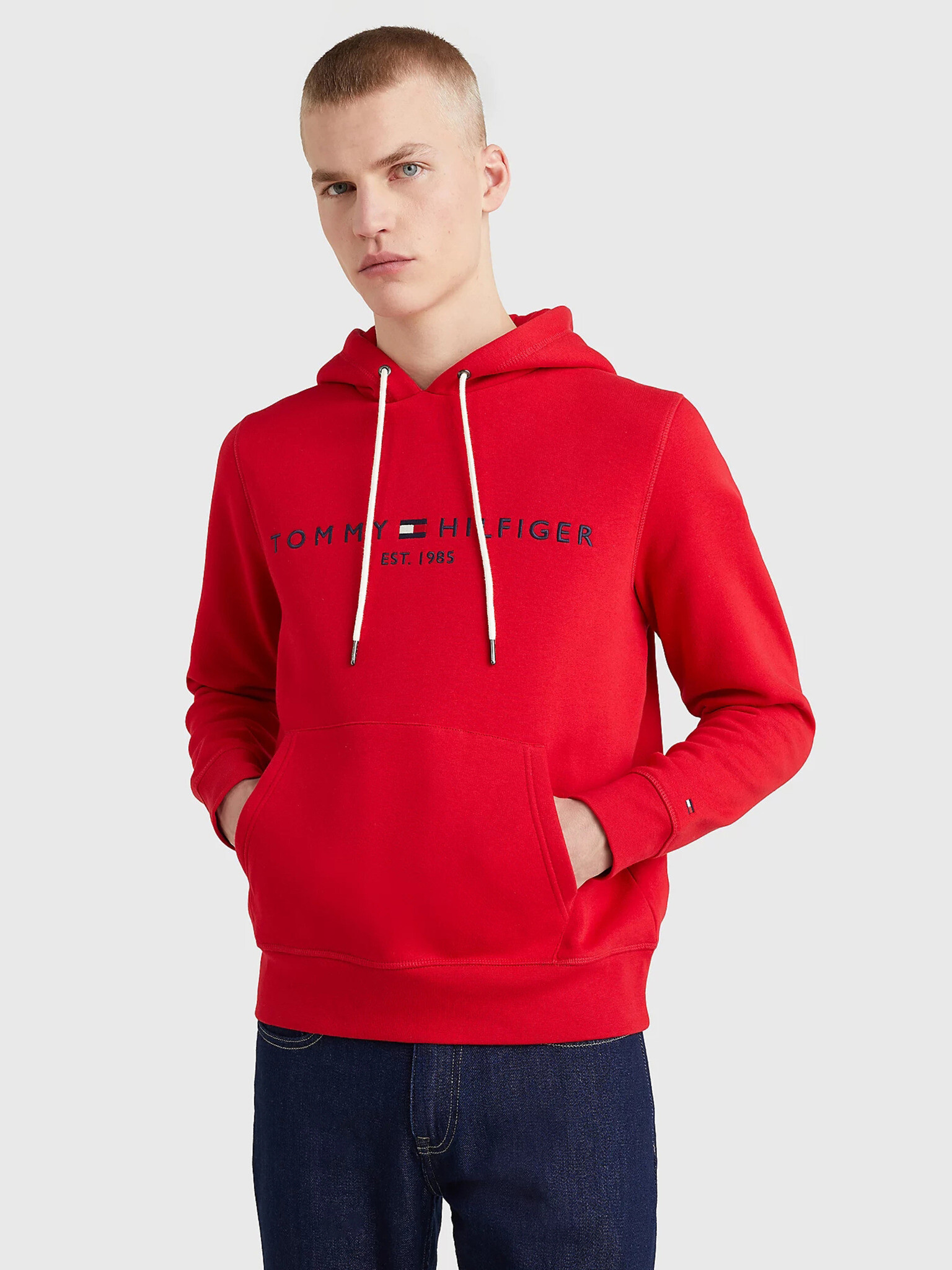 Tommy Hilfiger Tommy Logo Hoody Sweatshirt Cherven - Pepit.bg