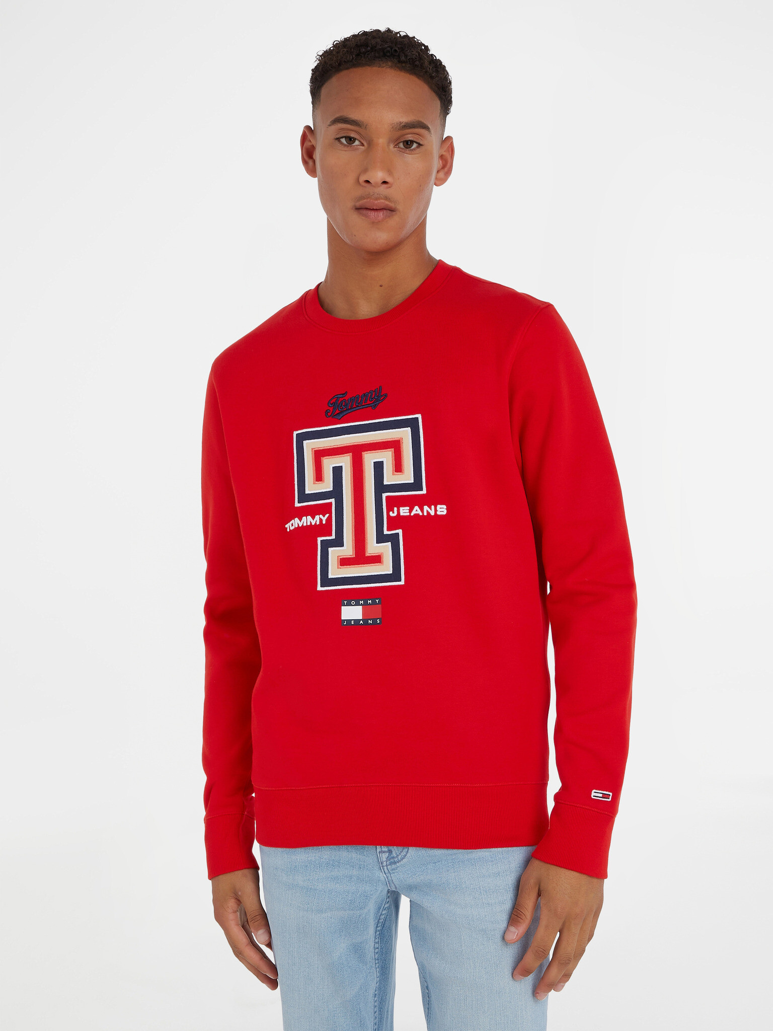 Tommy Jeans Modern Sport T Crew Sweatshirt Cherven - Pepit.bg