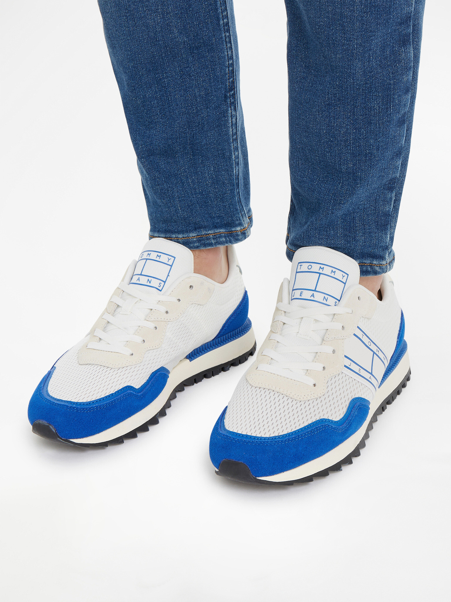 Tommy Jeans Runner Mix Material Спортни обувки Byal - Pepit.bg