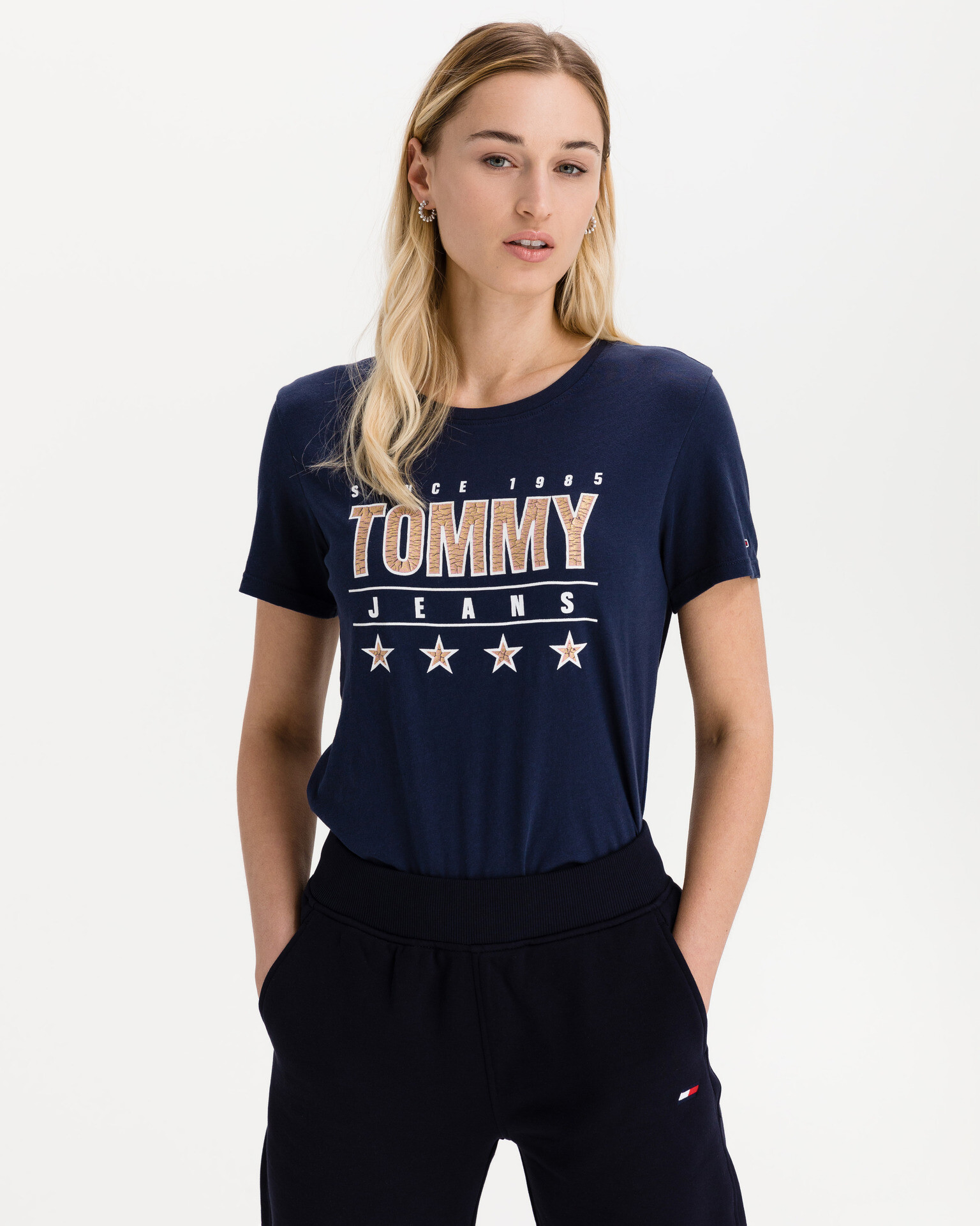 Tommy Jeans Slim Metallic Тениска Byal - Pepit.bg