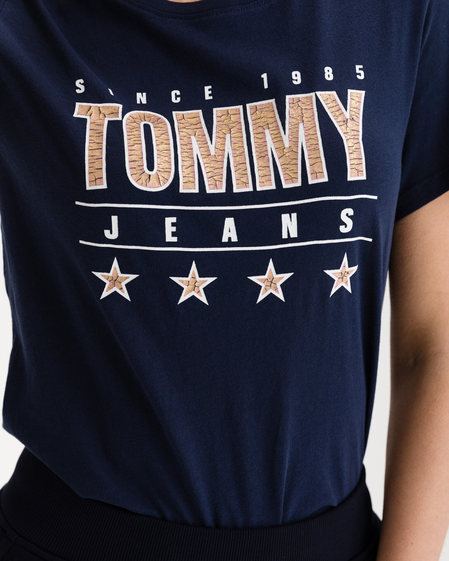 Tommy Jeans Slim Metallic Тениска Byal - Pepit.bg