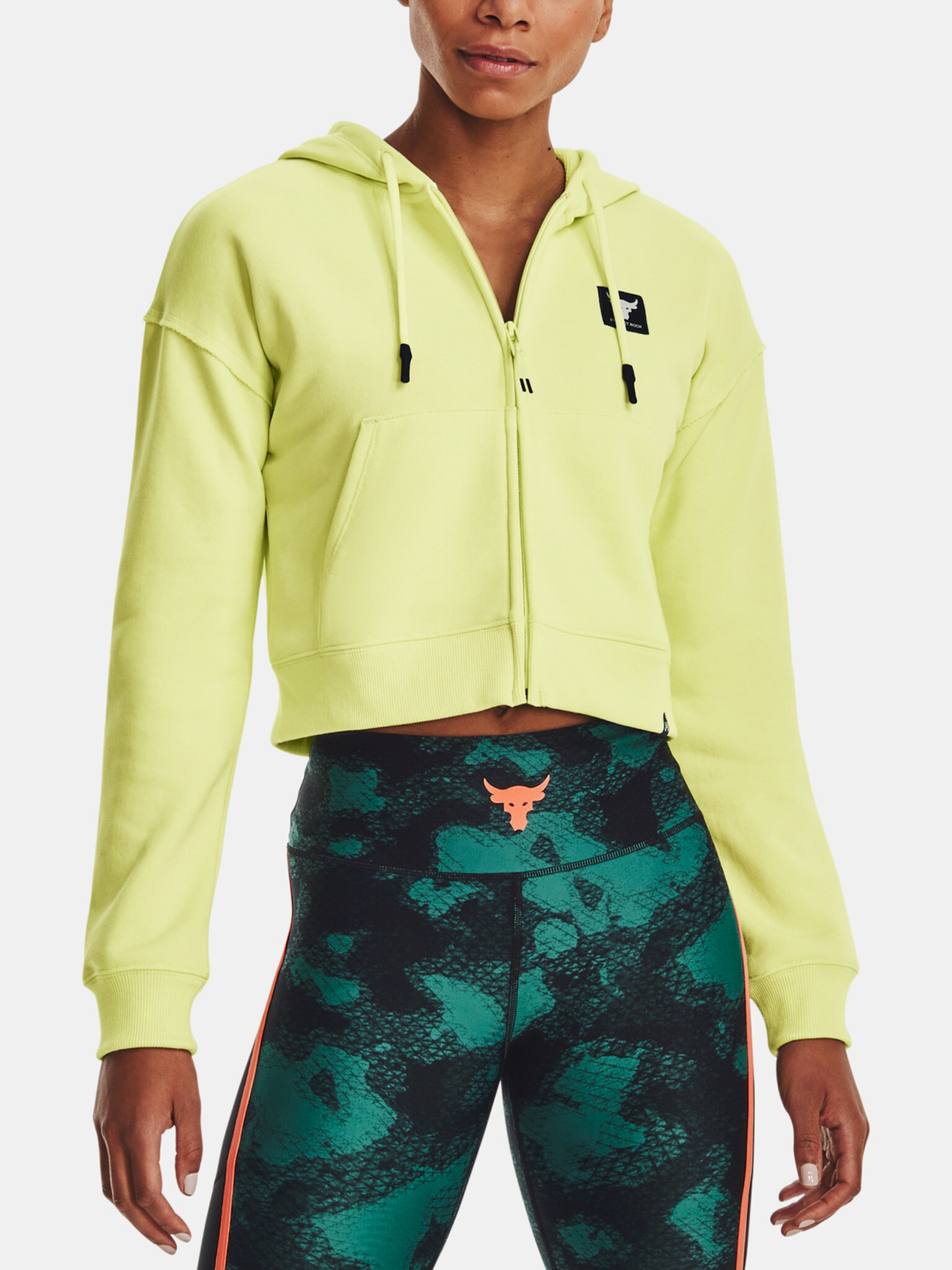 Under Armour Project Rock HW Terry FZ Sweatshirt Zelen - Pepit.bg