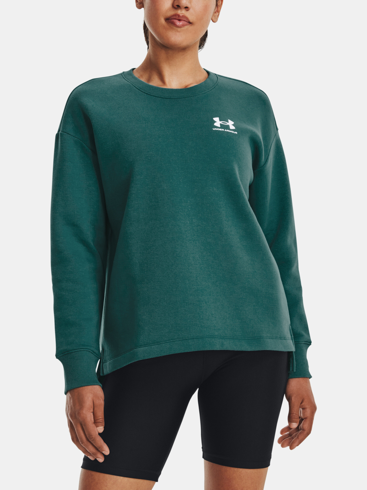 Under Armour Rival Fleece Oversize Crew Sweatshirt Zelen - Pepit.bg