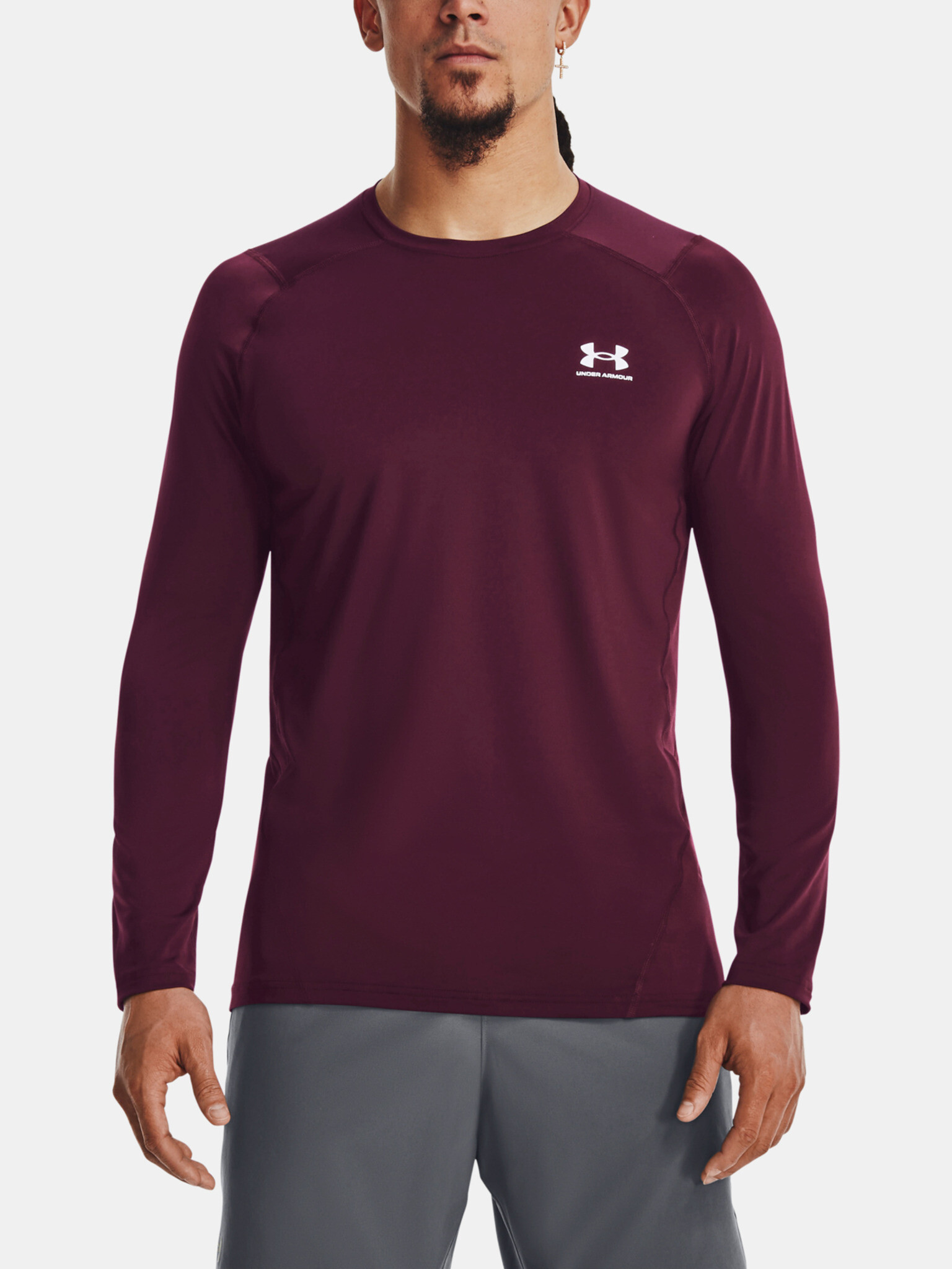 Under Armour UA HG Armour Fitted LS T-shirt Cherven - Pepit.bg