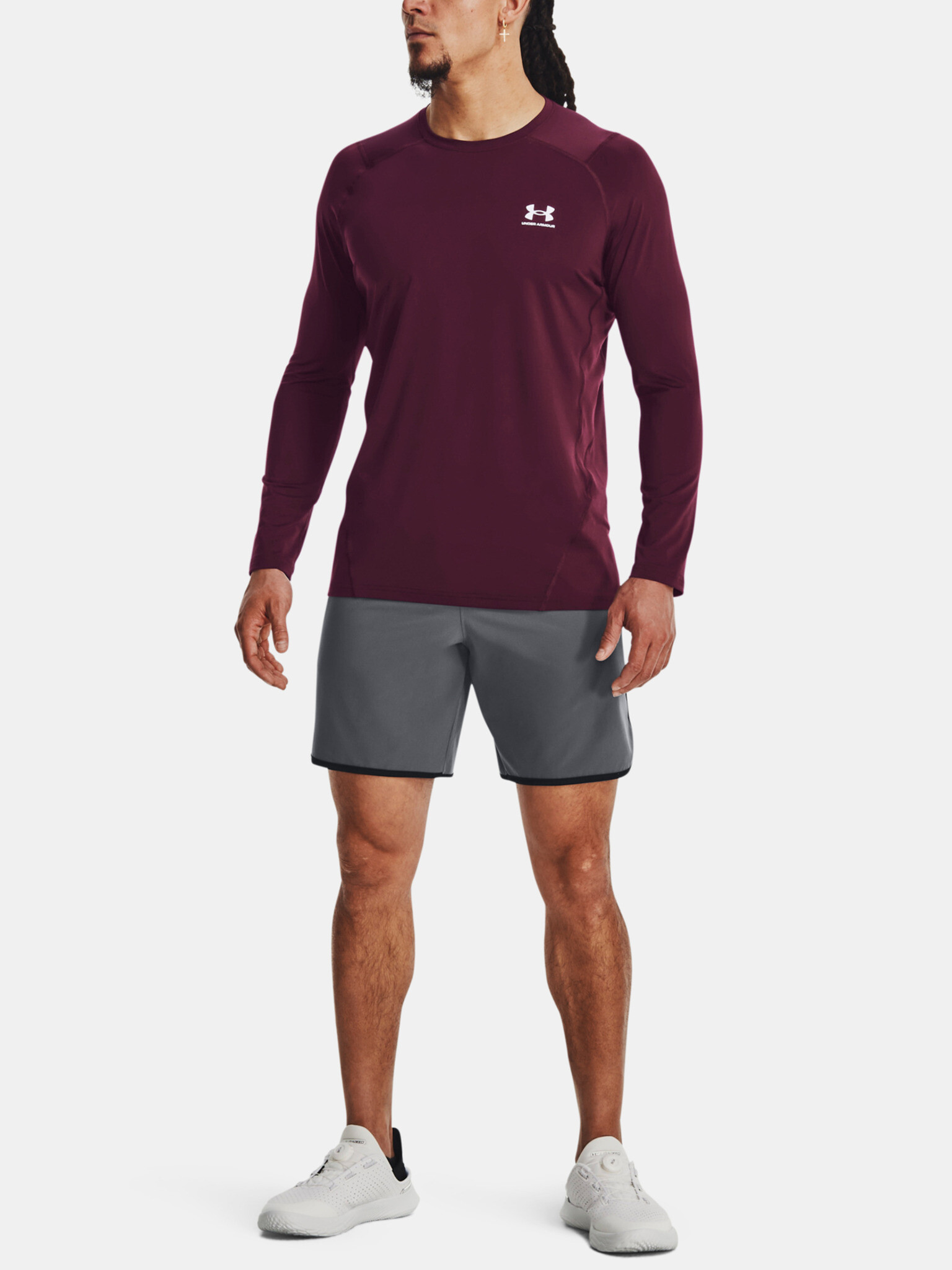 Under Armour UA HG Armour Fitted LS T-shirt Cherven - Pepit.bg