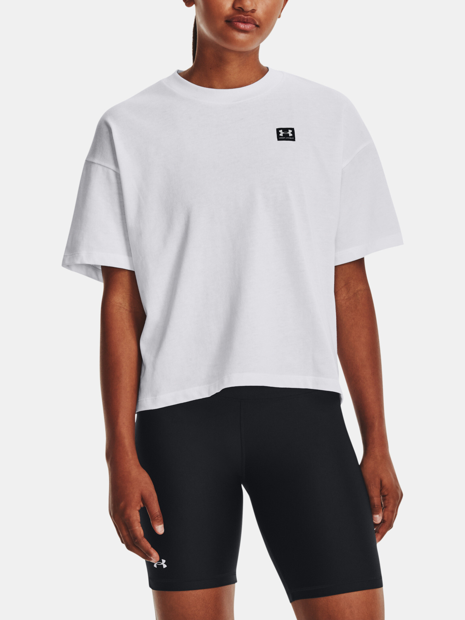 Under Armour UA Logo LC Oversized HW T-shirt Byal - Pepit.bg