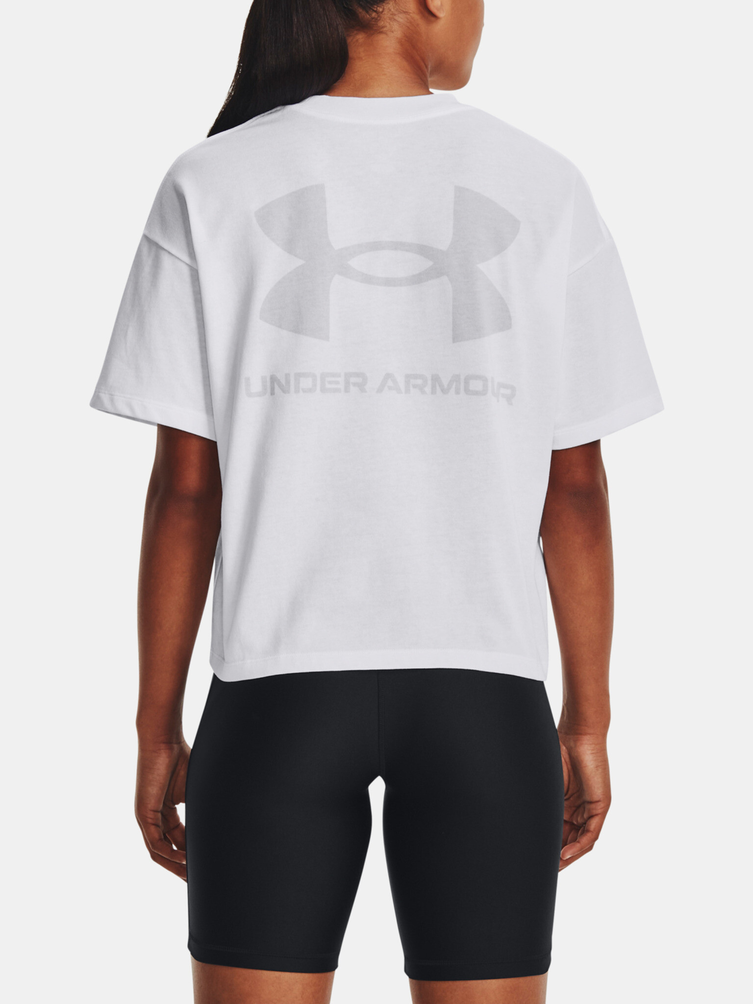 Under Armour UA Logo LC Oversized HW T-shirt Byal - Pepit.bg