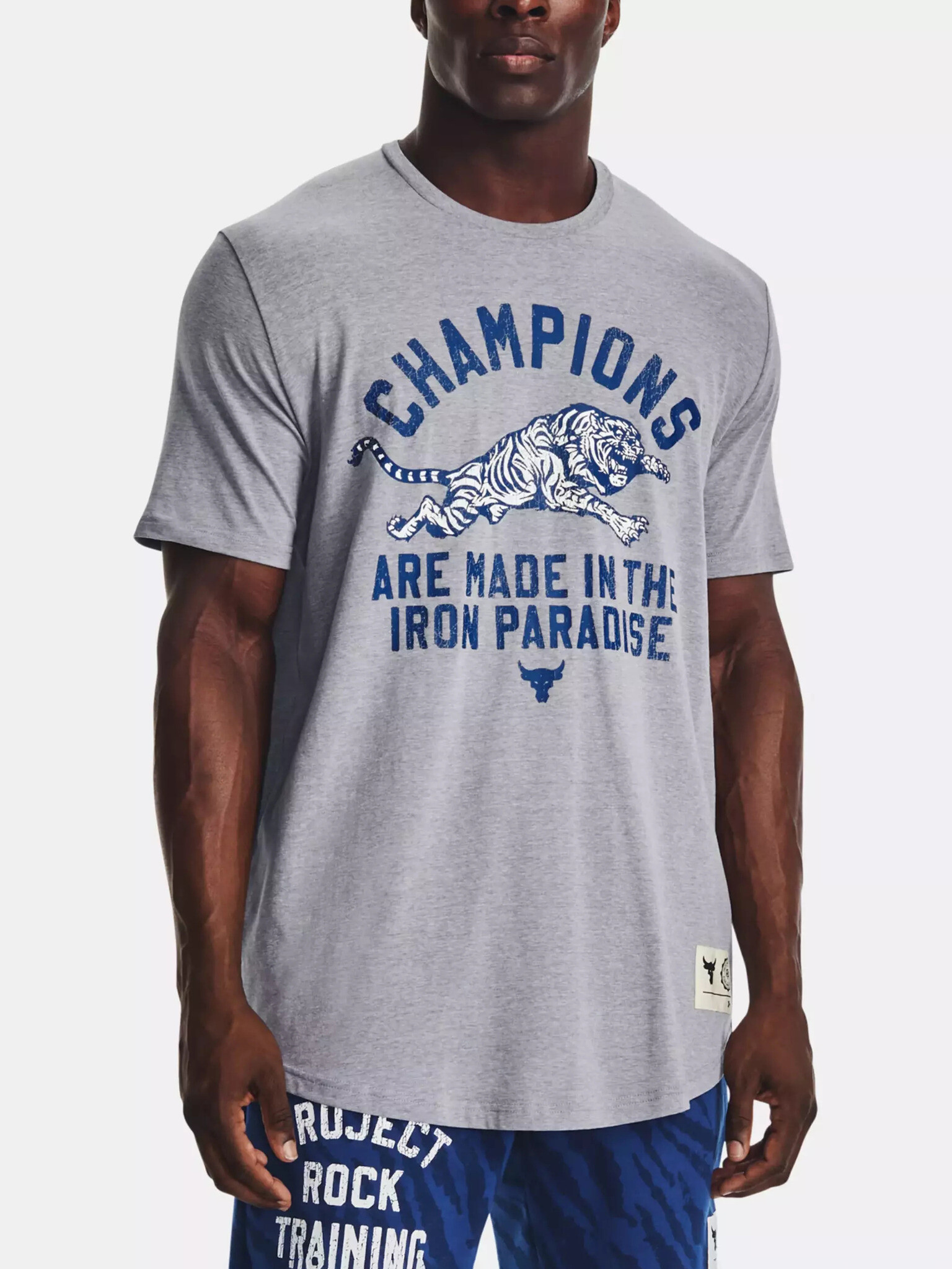 Under Armour UA Project Rock Champ T-shirt Siv - Pepit.bg