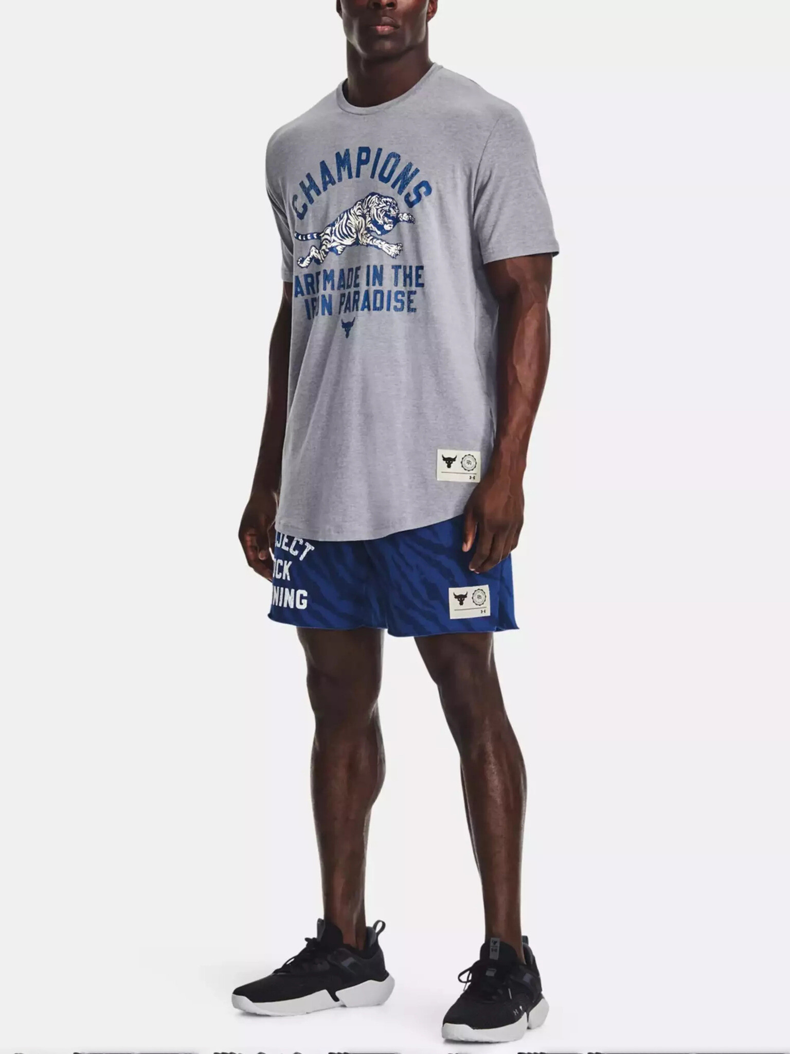Under Armour UA Project Rock Champ T-shirt Siv - Pepit.bg