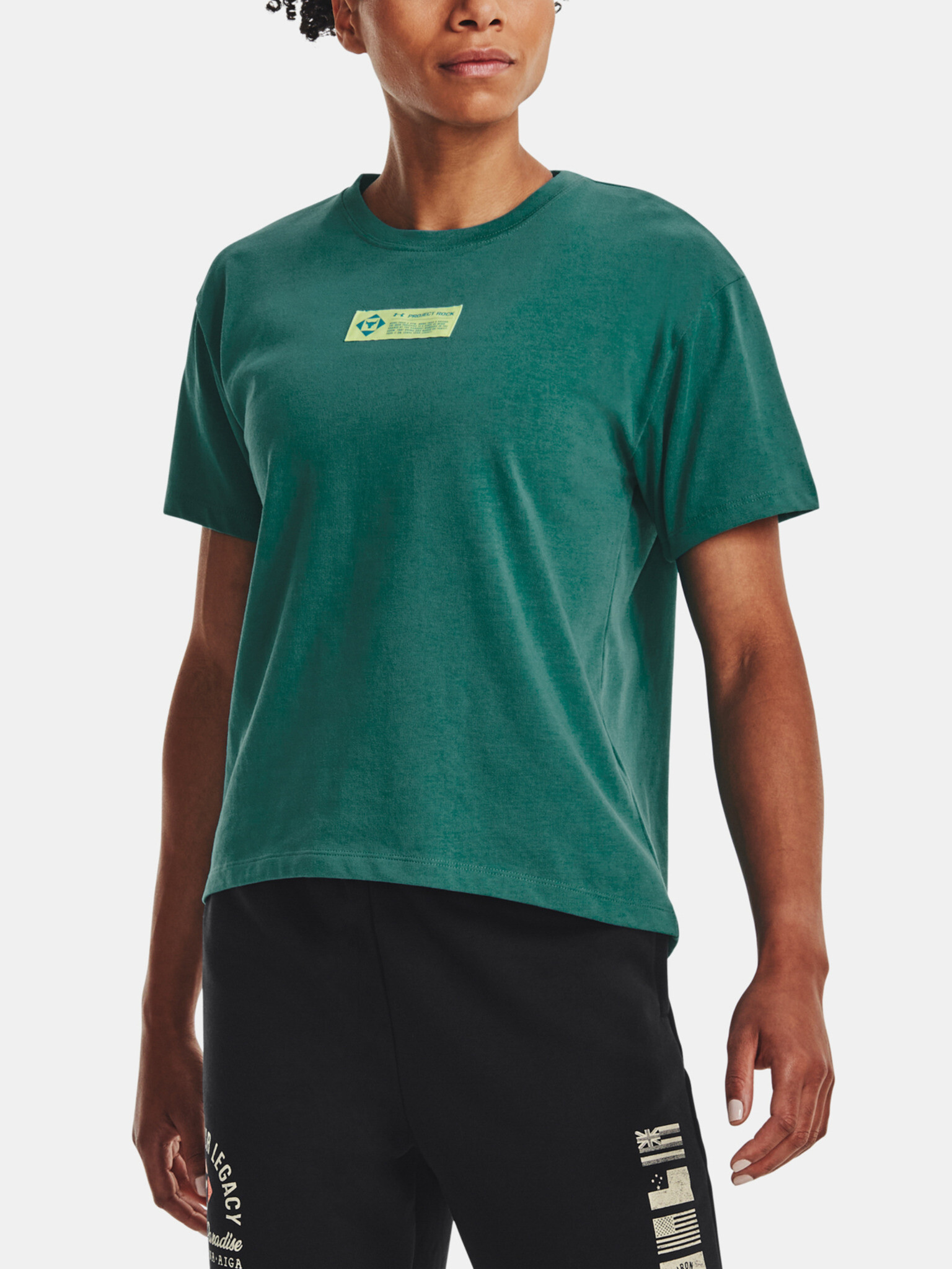 Under Armour UA Project Rock Globe SS T-shirt Zelen - Pepit.bg